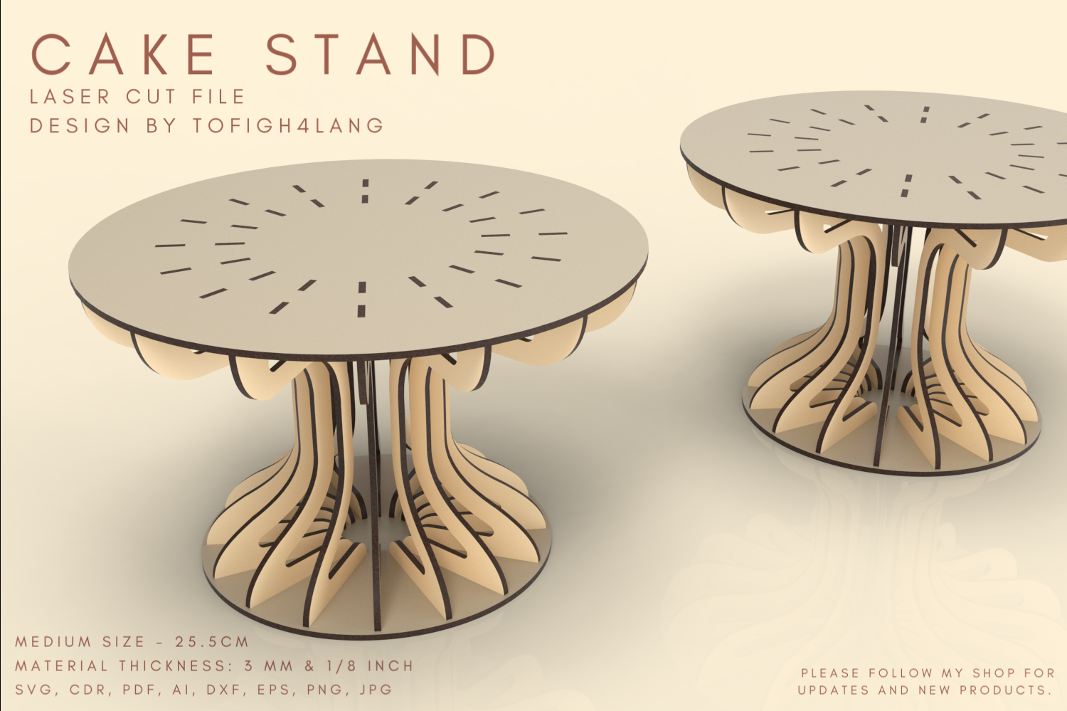 Cake Stand Laser Cut File | SVG File | Laser Cutting File | Wedding cake stand