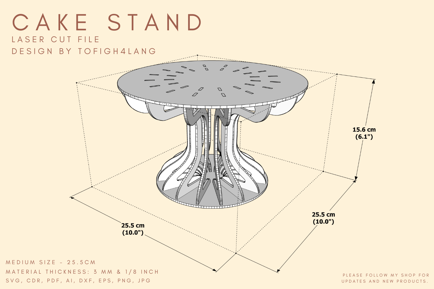 Cake Stand Laser Cut File | SVG File | Laser Cutting File | Wedding cake stand
