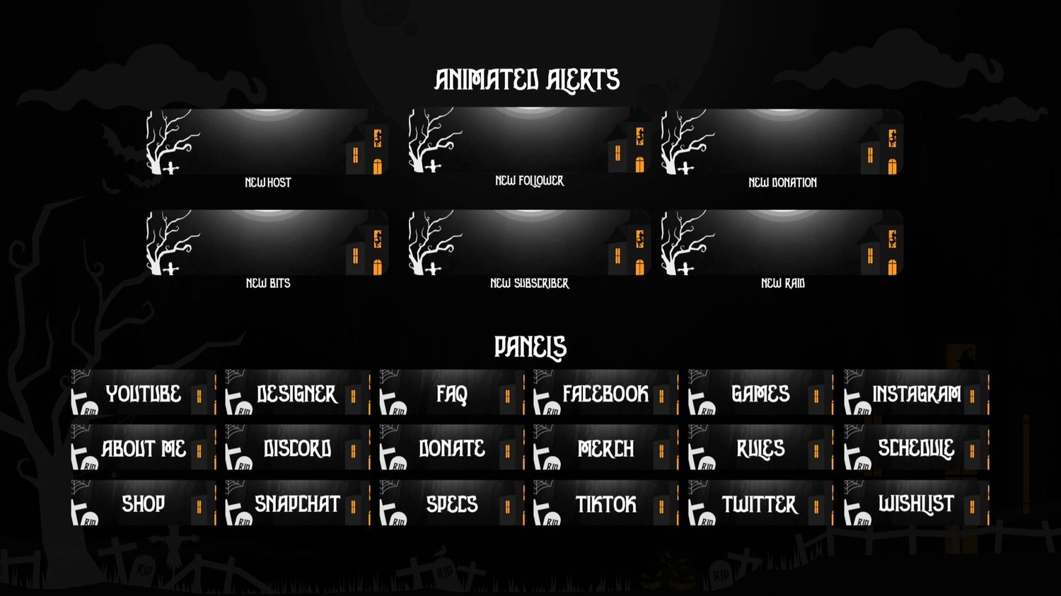 animated halloween alerts and panels