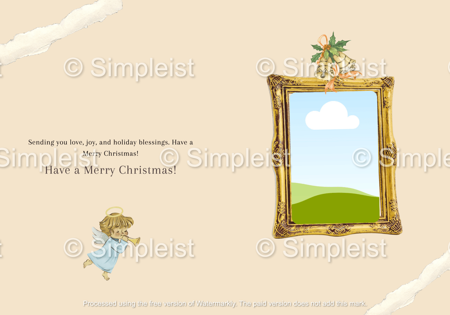 Customizable Vintage Santa Postcard Folded Card Portrait | Digital Canva Template. Inside design