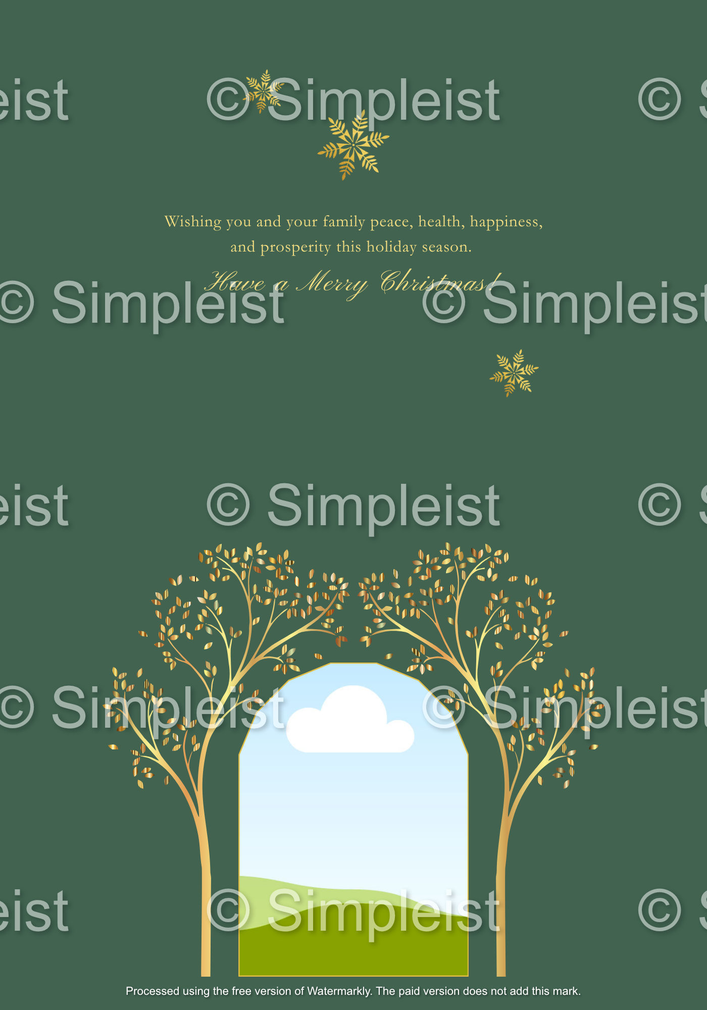 Customizable Festive Christmas Ornament Scene Folded Card Landscape | Digital Canva Template. Inside view