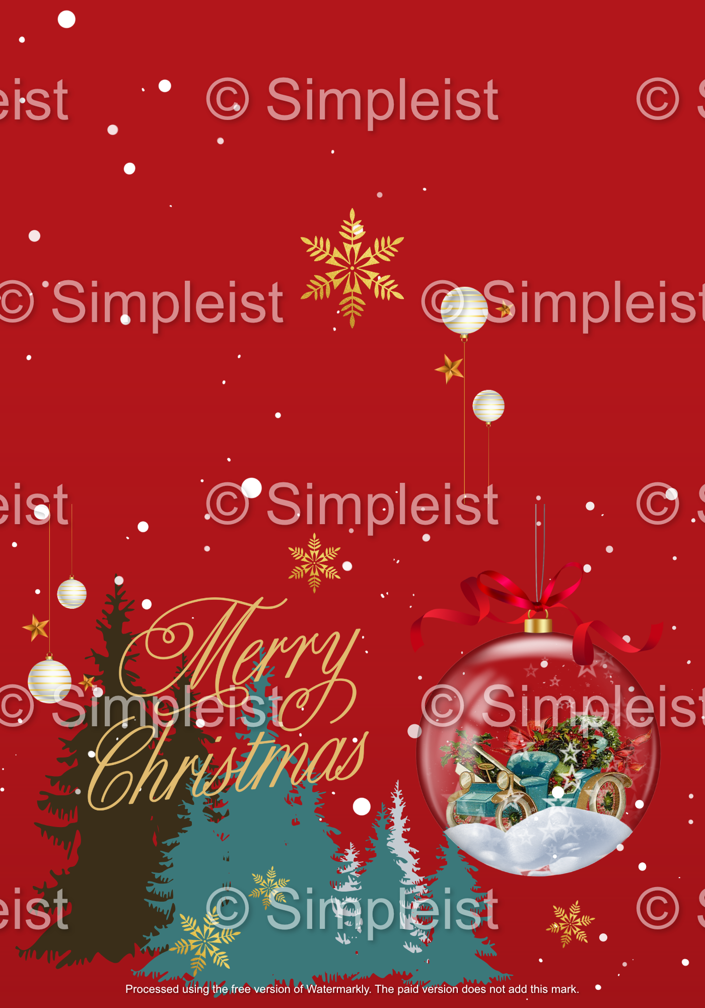 Customizable Festive Christmas Ornament Scene Folded Card Landscape | Digital Canva Template. Outside design