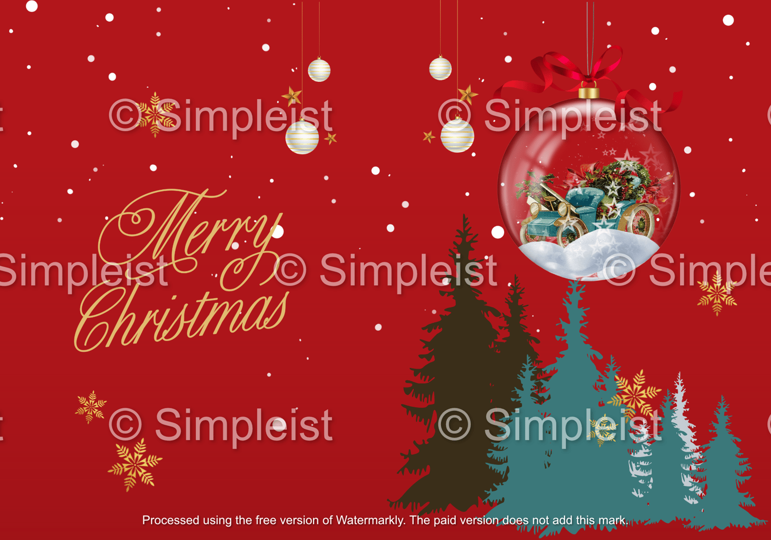 Customizable Festive Christmas Ornament Scene Folded Card Portrait | Digital Canva Template. Outside design
