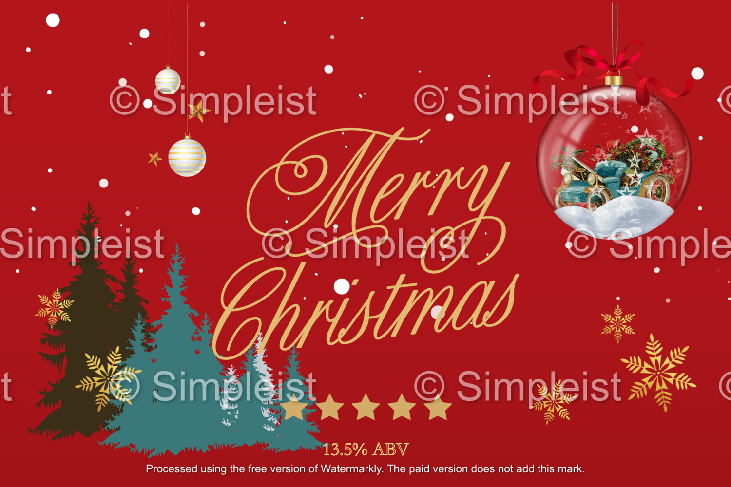 Customizable Festive Christmas Ornament Scene Sticker Label 6"x4" | Digital Canva Template. Design
