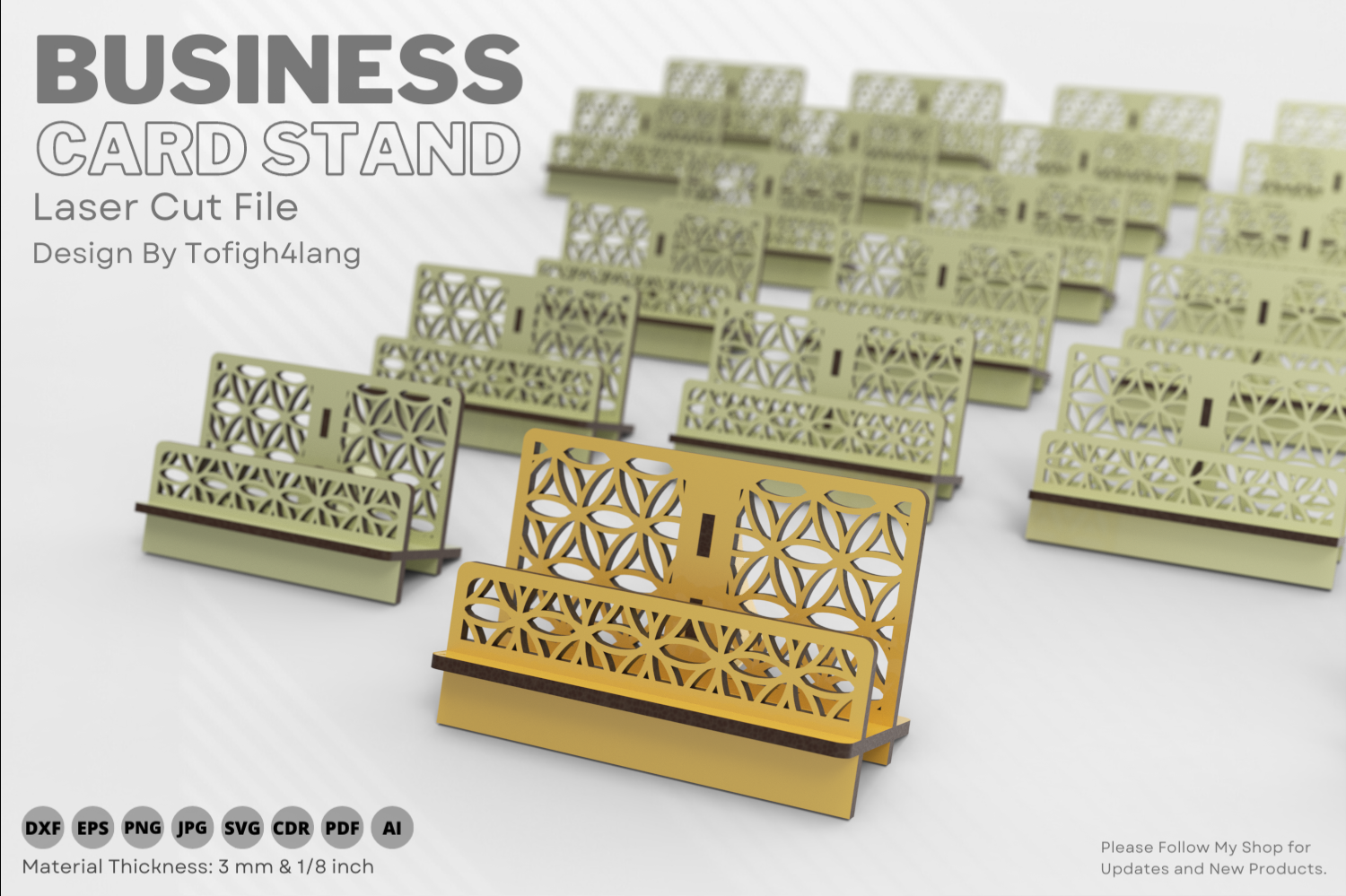 Business Card Stand | Laser Cut | SVG File | Digital Design | Laser Cutting File