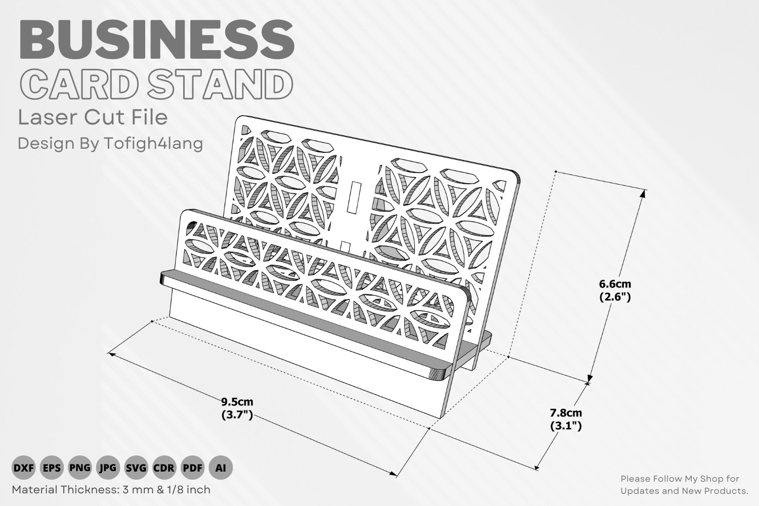 Business Card Stand | Laser Cut | SVG File | Digital Design | Laser Cutting File