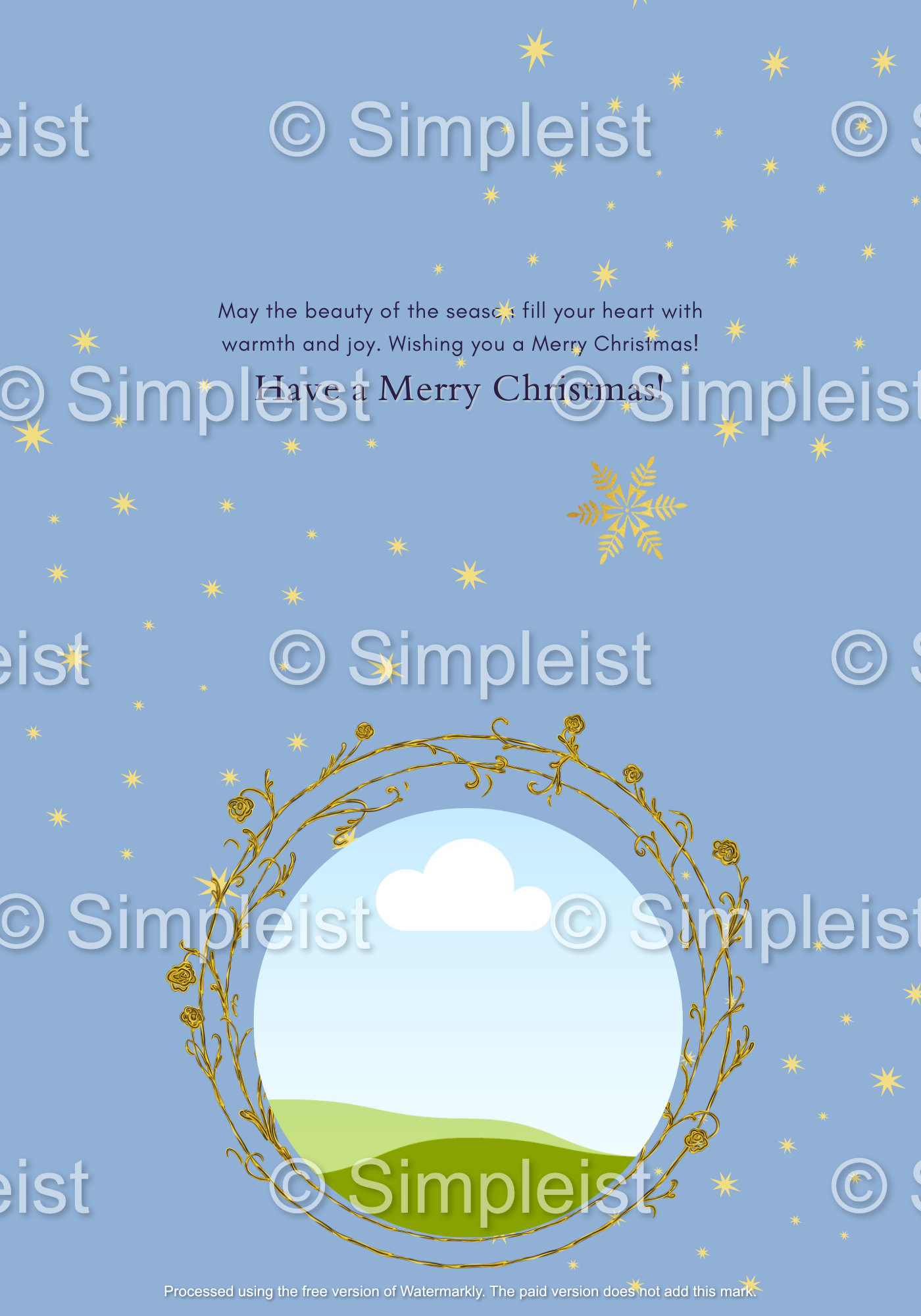 Customizable Starry Night Santa Sleigh Folded Card Landscape | Digital Canva Template. Inside design