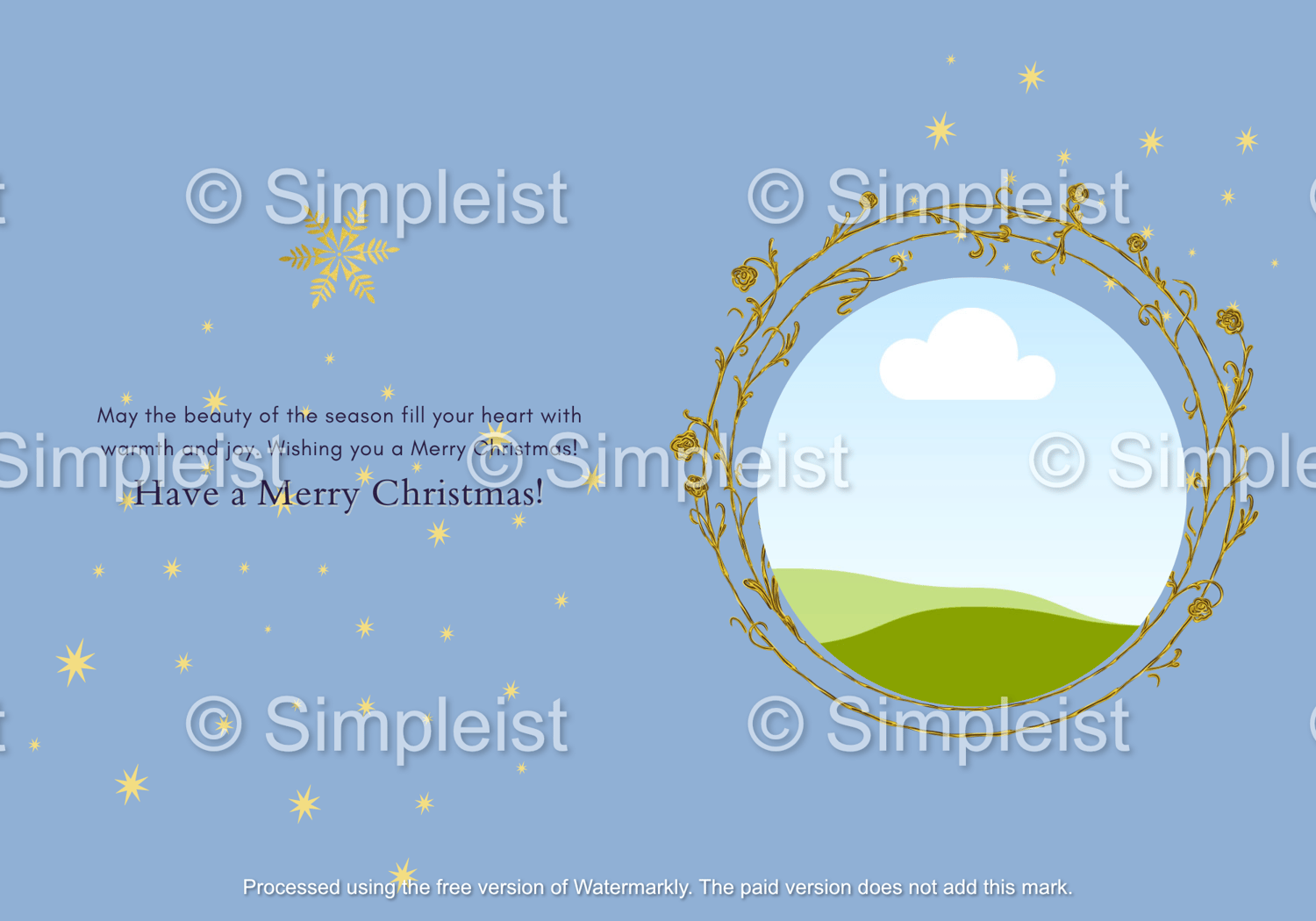 Customizable Starry Night Santa Sleigh Folded Card Portrait | Digital Canva Template. Inside design