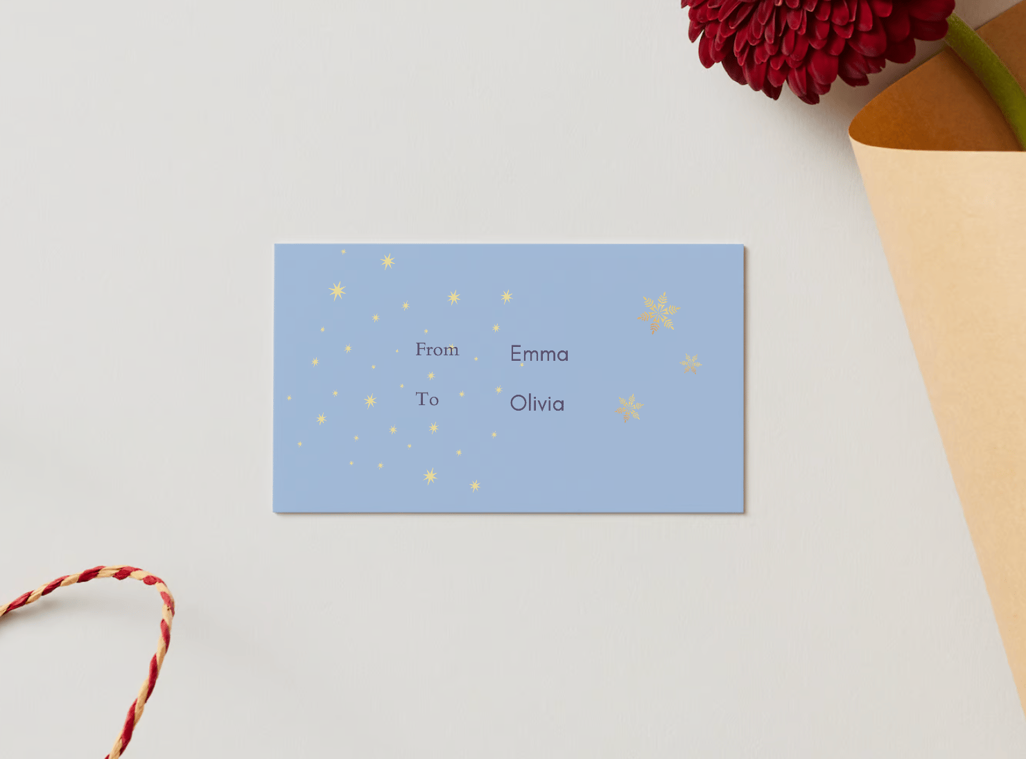 Customizable Starry Night Santa Sleigh Gift/Favor Tag| Digital Canva Template. Mock card back view