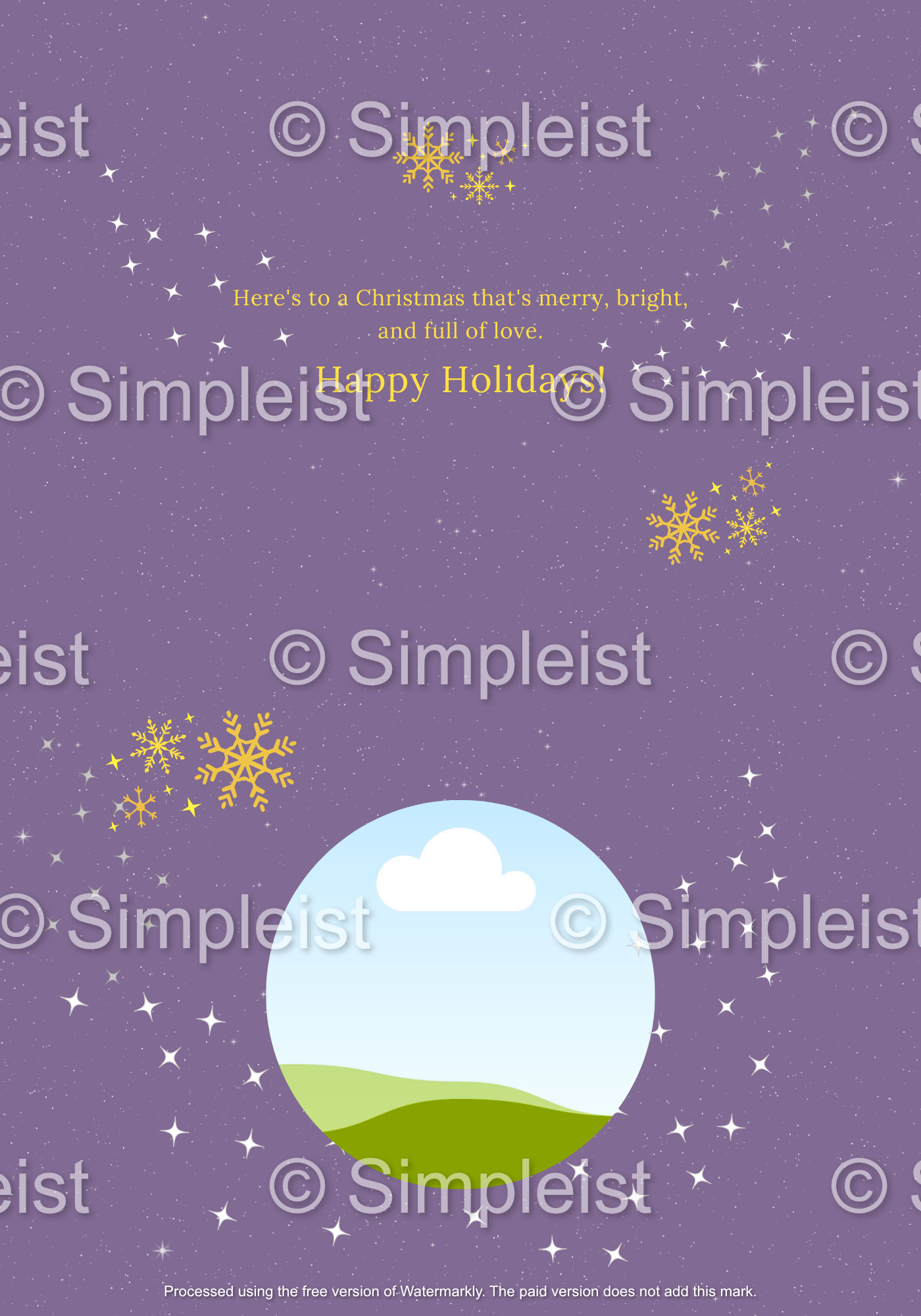 Customizable Aurora Night Santa Sleigh Folded Card Landscape | Digital Canva Template. Inside design