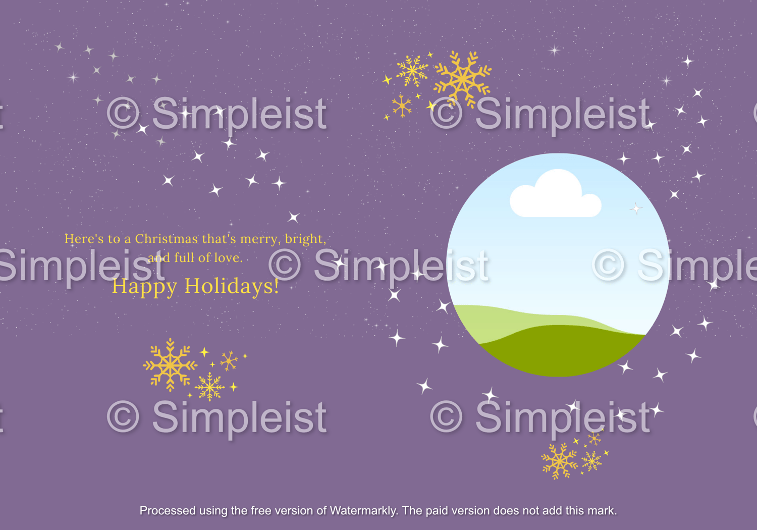 Customizable Aurora Night Santa Sleigh Folded Card Portrait | Digital Canva Template. Inside design