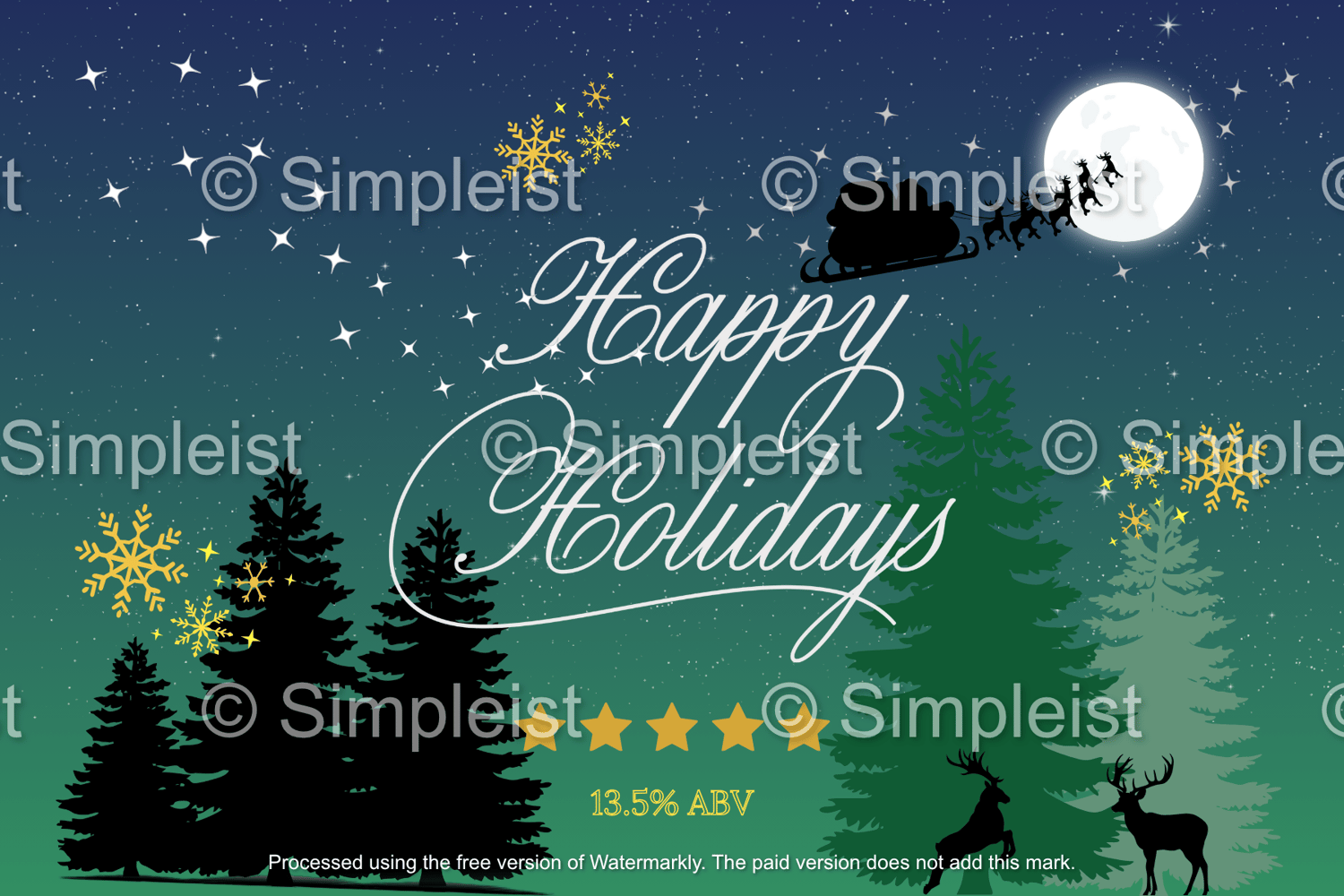 Customizable Aurora Night Santa Sleigh Sticker Label 6"x4" | Digital Canva Template. Design