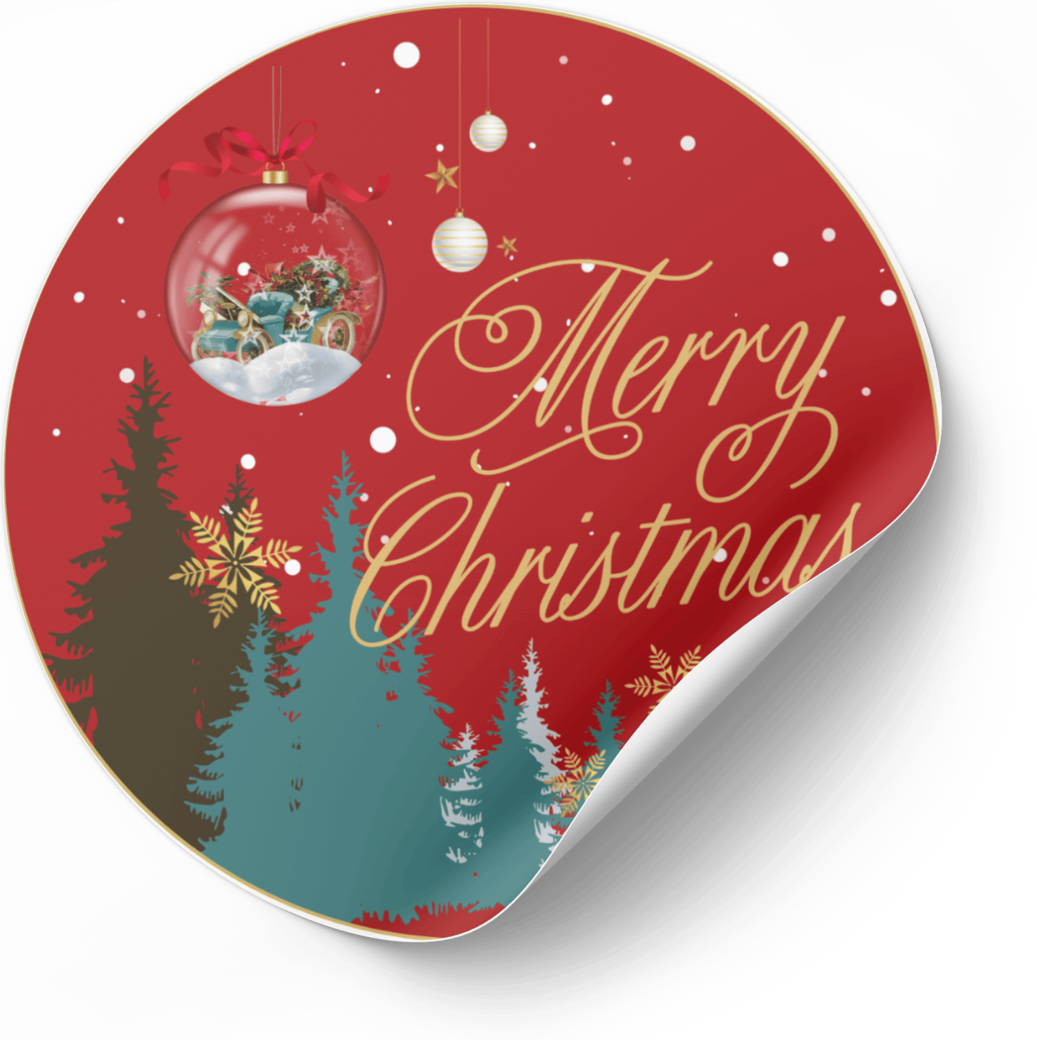 Festive Christmas Ornament Scene Canva Template Bundle | 6 Customizable Designs | Holiday Season Digital Download. Mock circle sticker