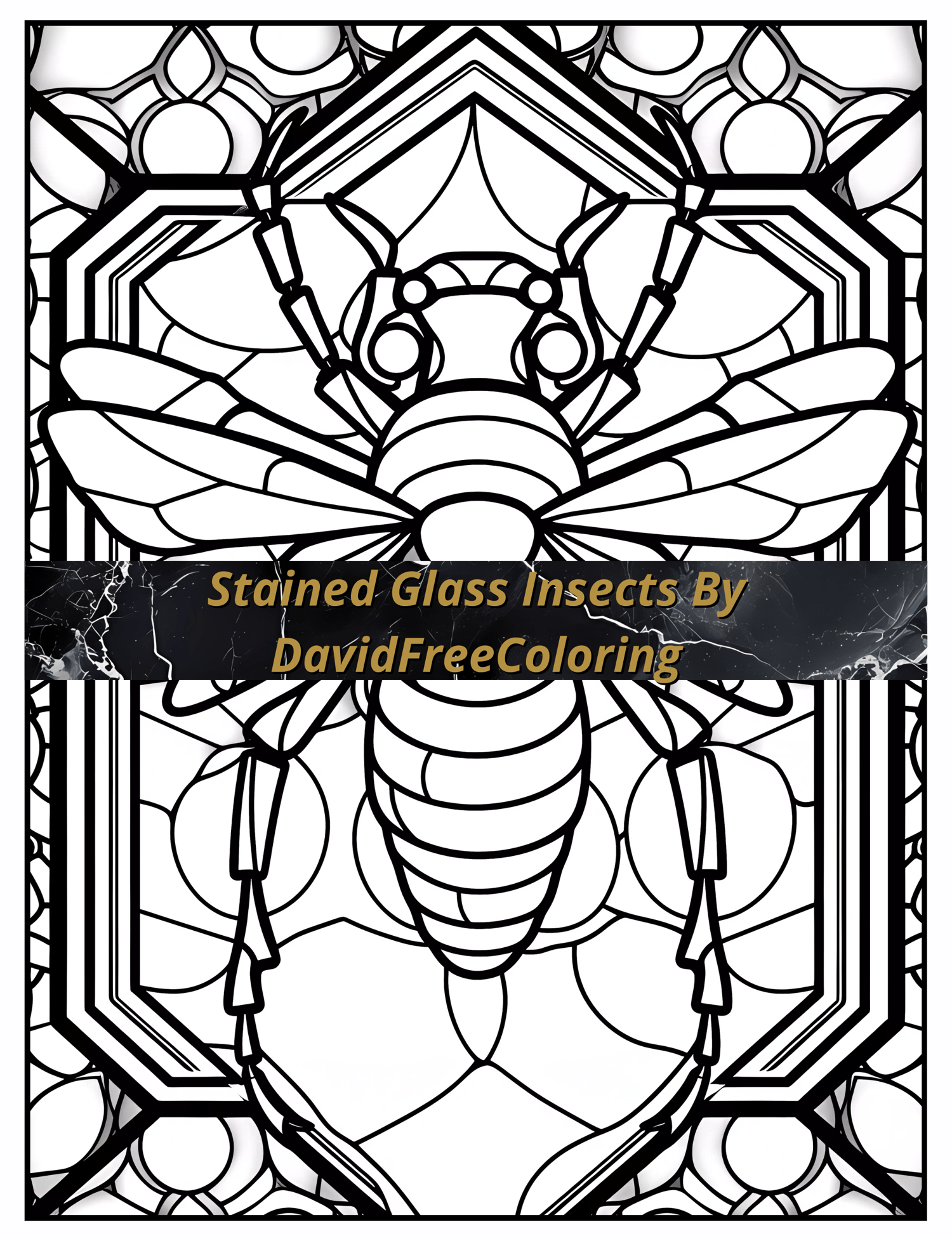 Stained Glass Insects Coloring Book is a coloring book for adults with 50 Insect images in Stained Glass look: butterflies, bees, spiders, and more. Have fun coloring them creatively, both through the download of PNG and PDF files. Insects Stained Glass C