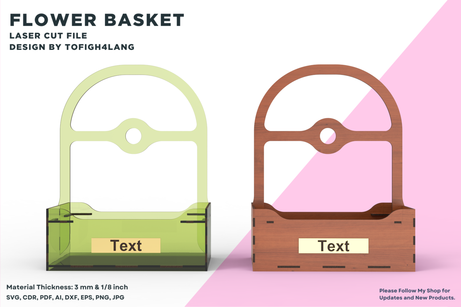 Flower Basket Laser Cut File | SVG File | Flower Holder | Laser | Laser Cutting File