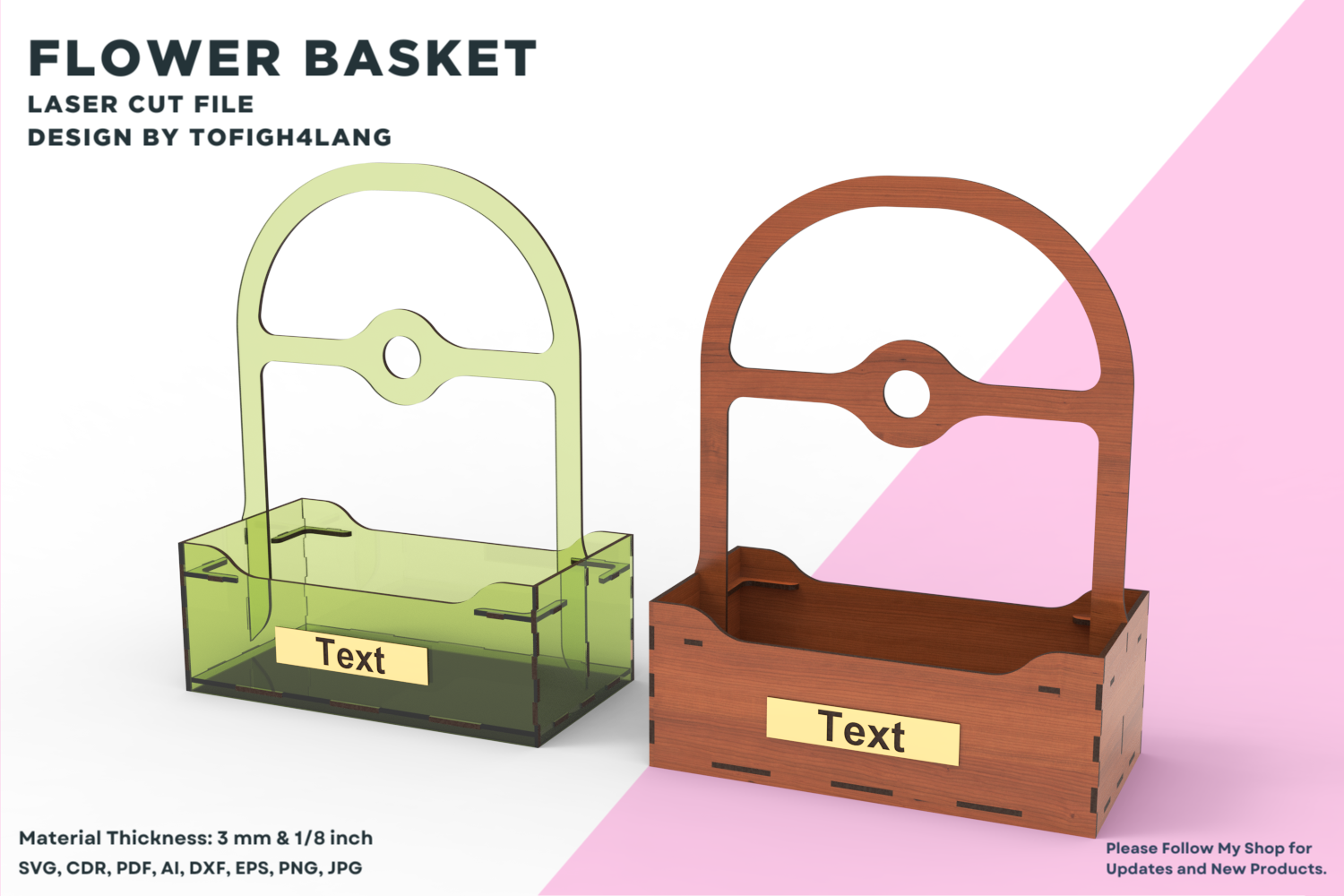 Flower Basket Laser Cut File | SVG File | Flower Holder | Laser | Laser Cutting File