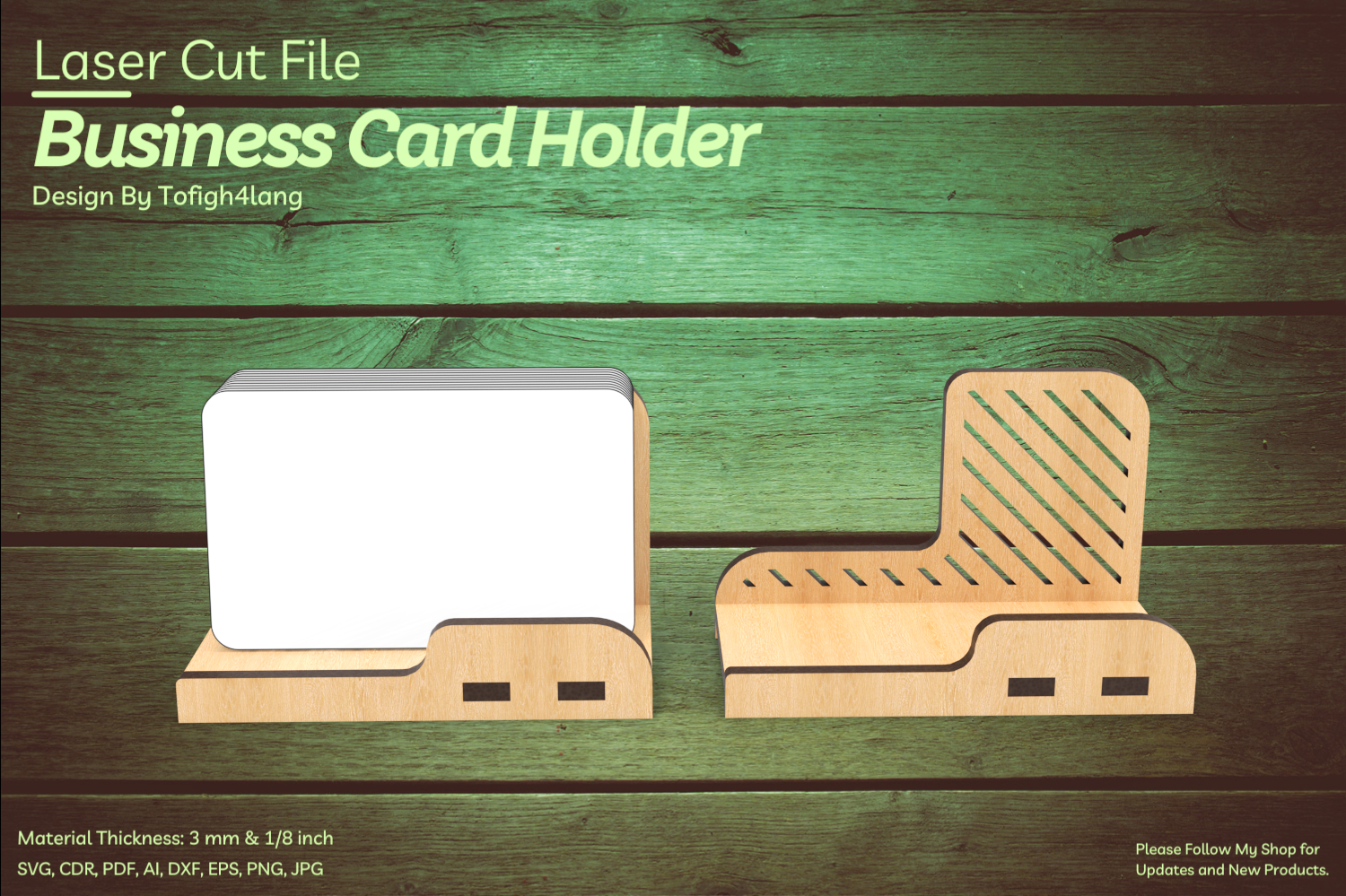 Business Card Stand | Laser Cut | SVG File | Digital Design | Laser Cutting File