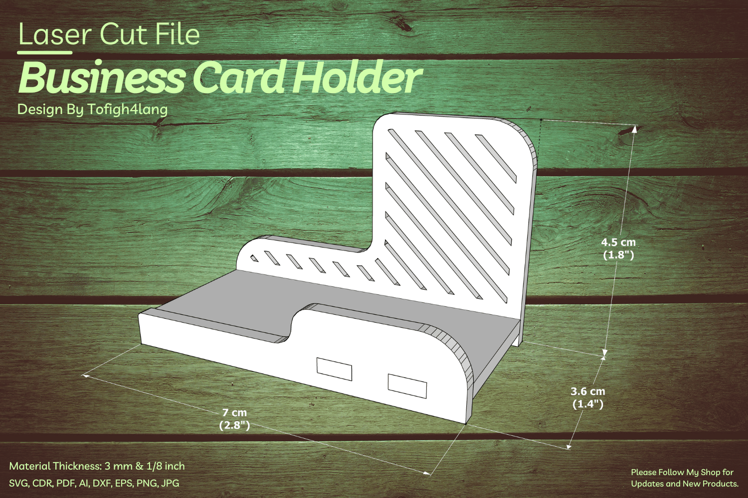 Business Card Stand | Laser Cut | SVG File | Digital Design | Laser Cutting File