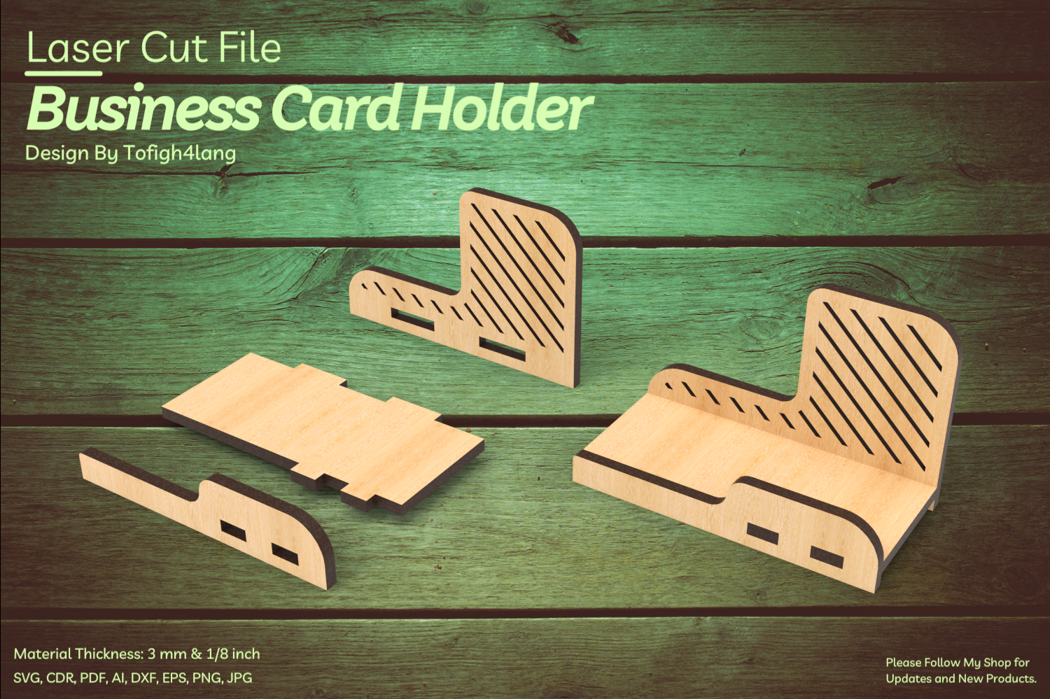 Business Card Stand | Laser Cut | SVG File | Digital Design | Laser Cutting File