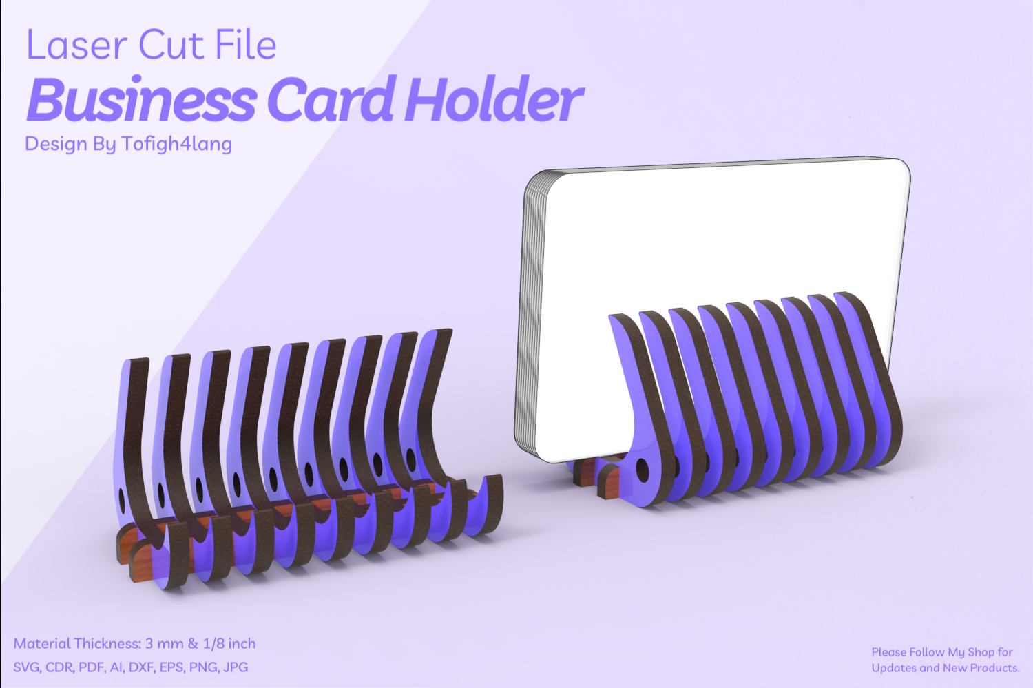 Parametric Triangle Business Card Holder | Laser Cut | SVG File | Laser Cutting File