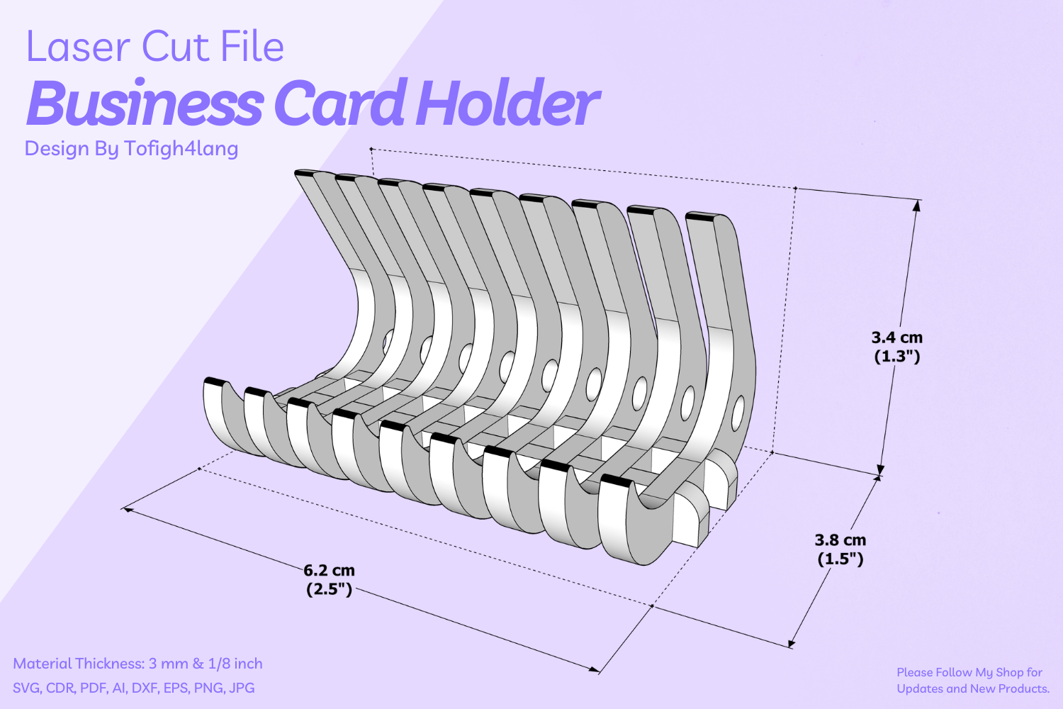Parametric Triangle Business Card Holder | Laser Cut | SVG File | Laser Cutting File