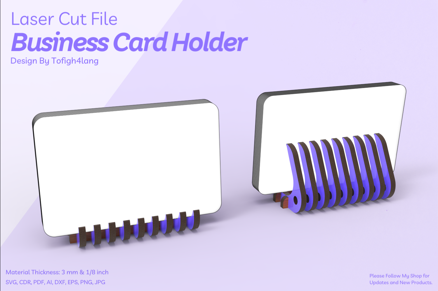 Parametric Triangle Business Card Holder | Laser Cut | SVG File | Laser Cutting File