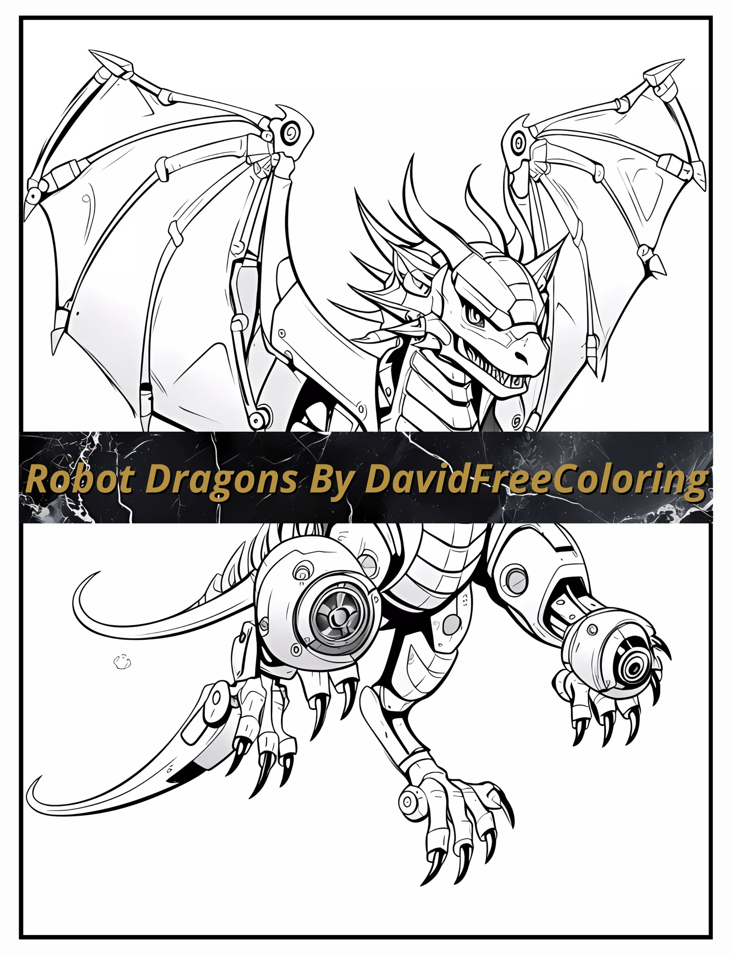 Robot Dragons Coloring Book is a coloring book for adults with 40 Mechanical Dragons to color creatively, both through the download of PNG and PDF files. Robot Dragons Coloring Book Robot Dragons Images for Adult Coloring Pages Dragons printable coloring 