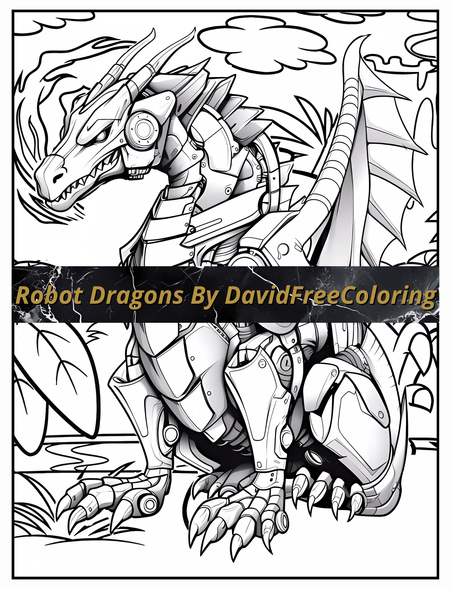 Robot Dragons Coloring Book is a coloring book for adults with 40 Mechanical Dragons to color creatively, both through the download of PNG and PDF files. Robot Dragons Coloring Book Robot Dragons Images for Adult Coloring Pages Dragons printable coloring 