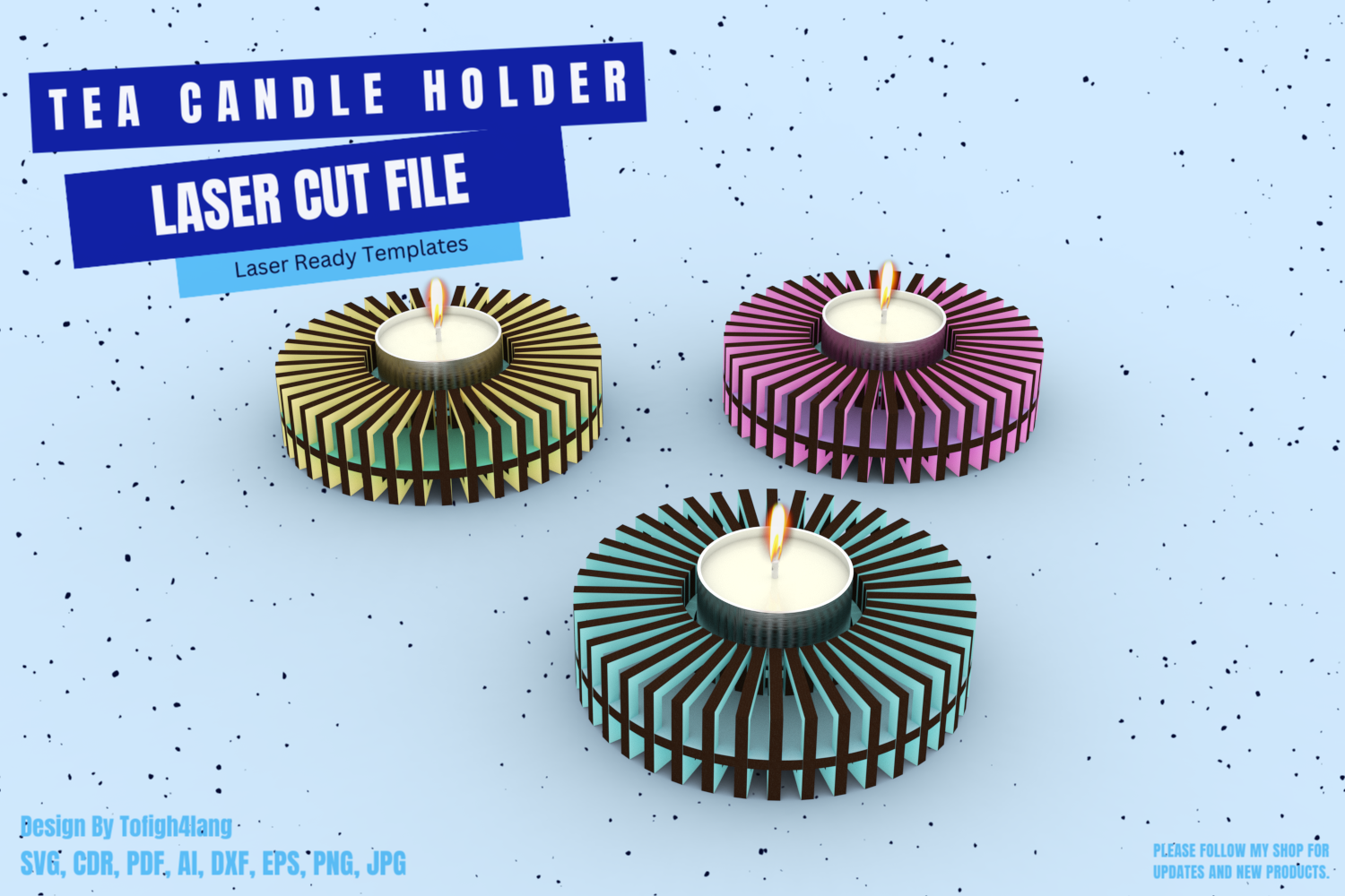 Modern Tea Candle | Laser Cut File | Modern Decorative Tealight Design SVG