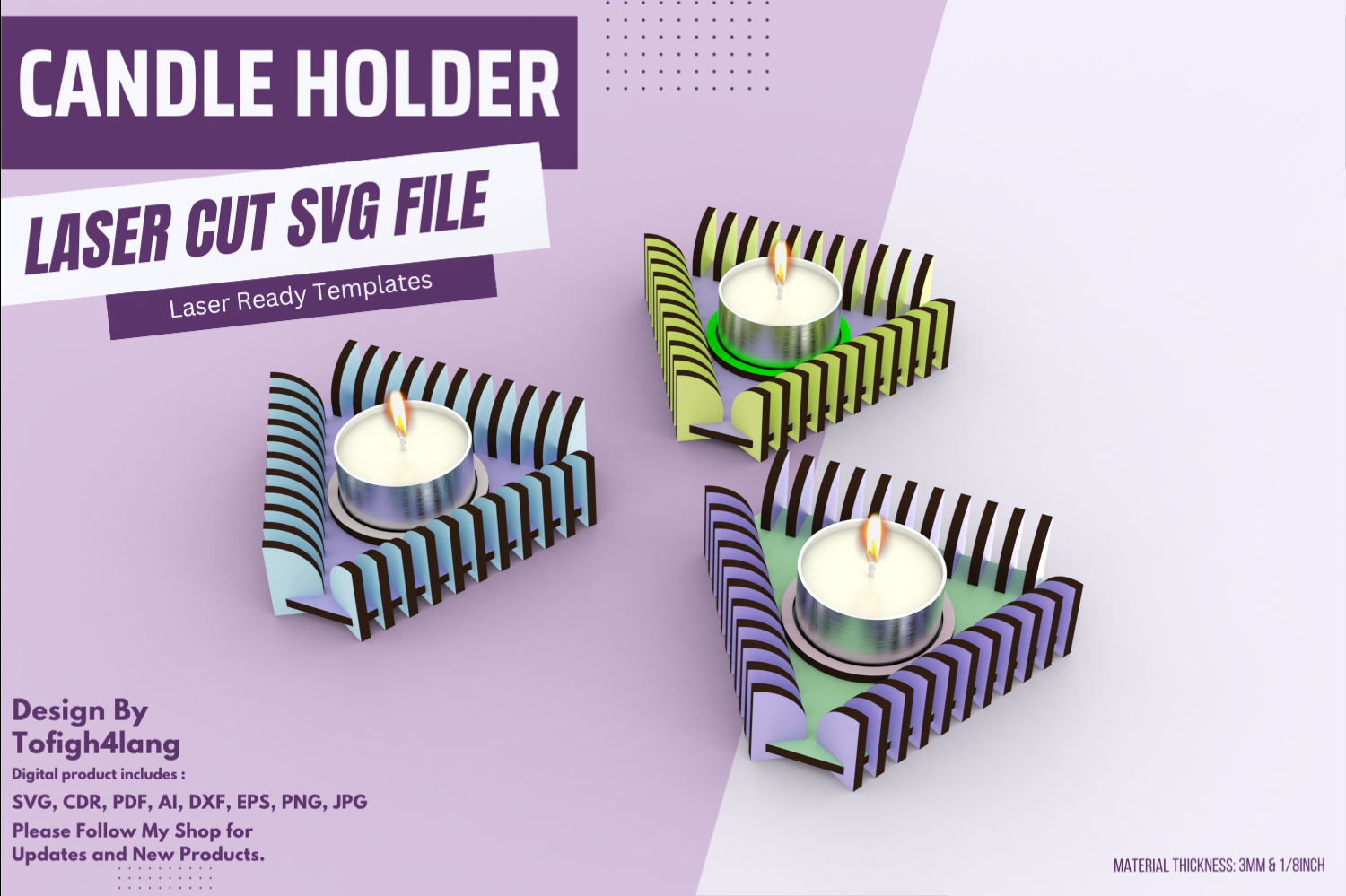 Geometric Modern Candle Stand | Laser Cut File | Modern Decorative Tealight Design SVG