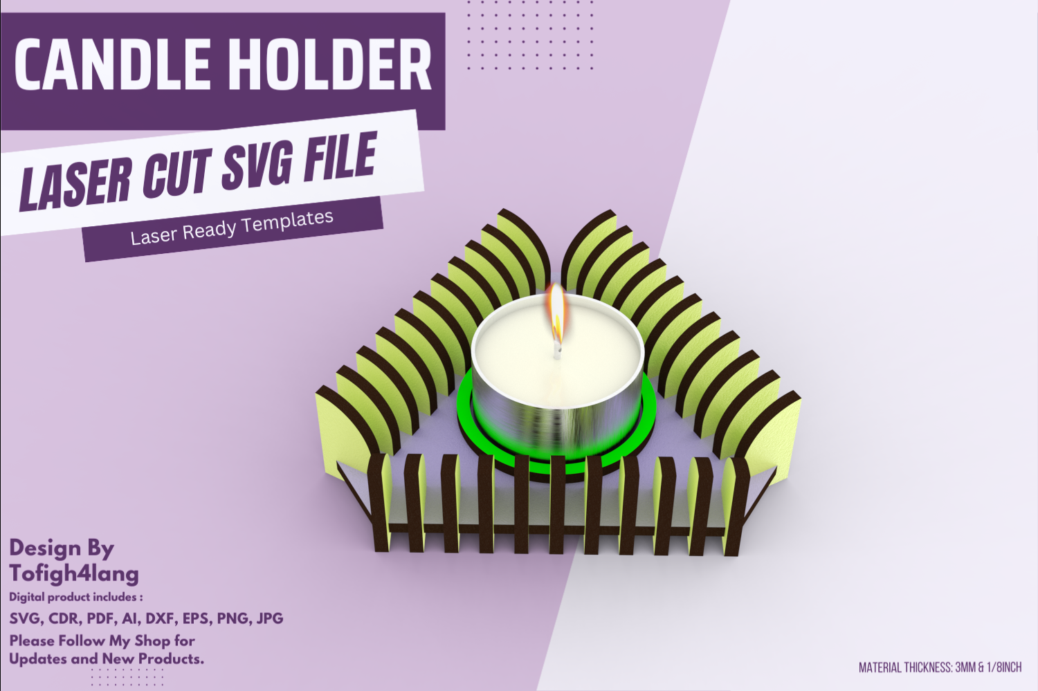 Geometric Modern Candle Stand | Laser Cut File | Modern Decorative Tealight Design SVG