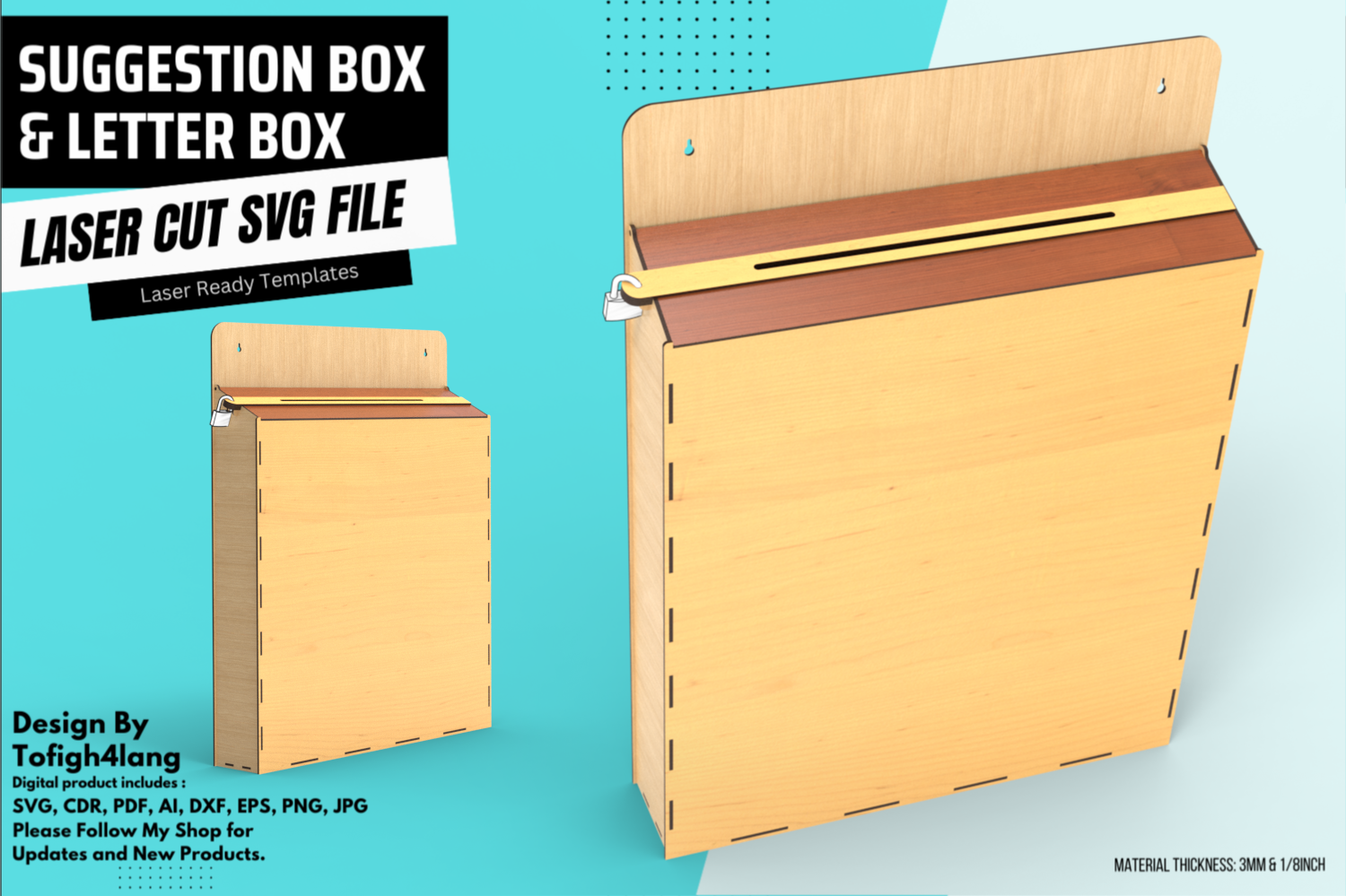 Suggestion Box & Letter Box Laser Cut SVG File | Secure Lockable Box Design Template