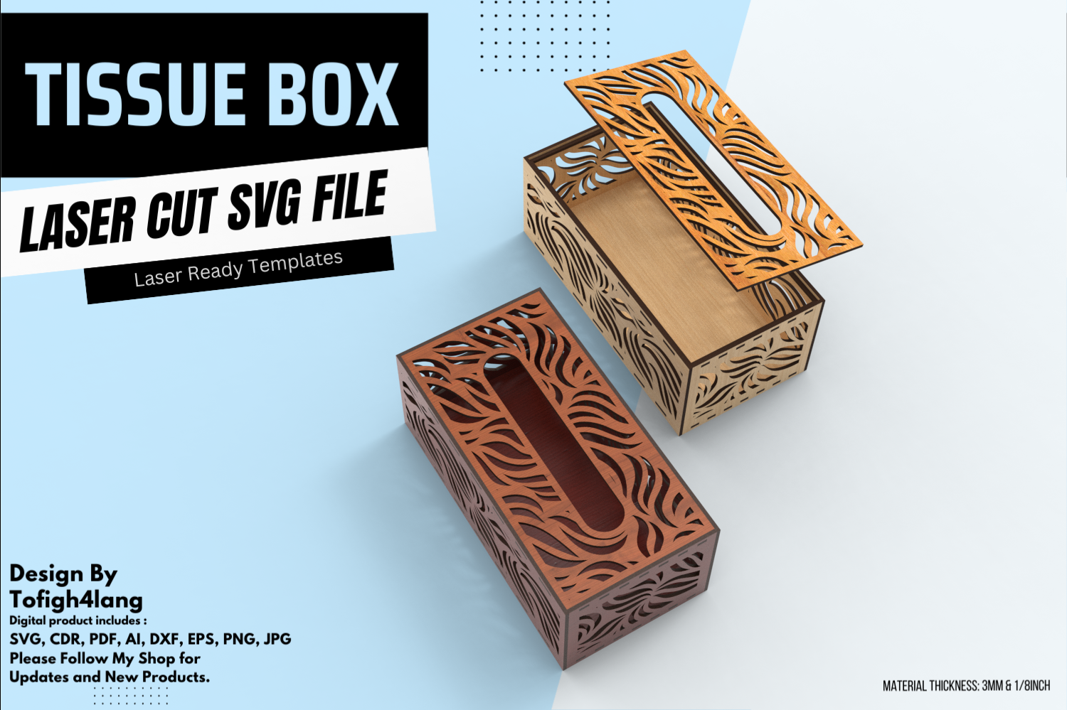 Tissue Box Svg File Laser Cut Tissue Box SVG File | Decorative Tissue Box Template for ...