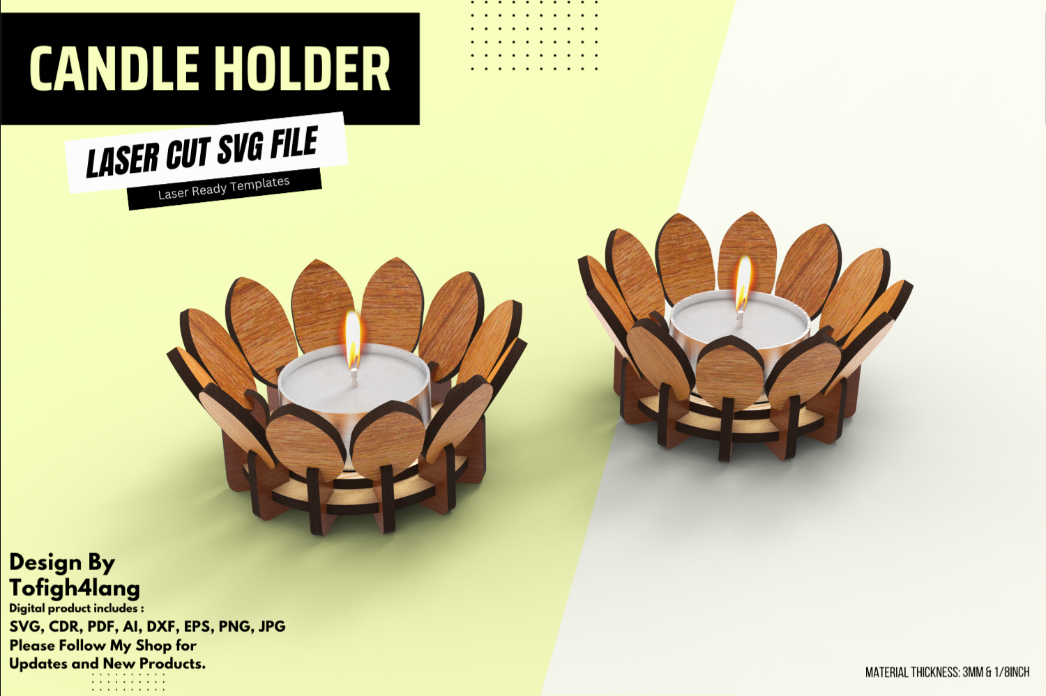 Flower Tea Light Candle Holder | Laser Cut File | Multi-layered Candle Stand