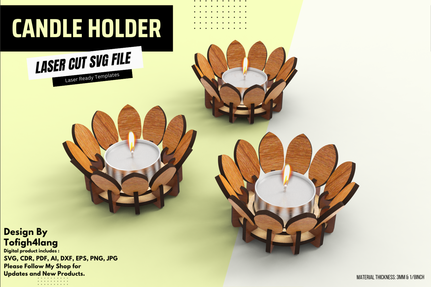 Flower Tea Light Candle Holder | Laser Cut File | Multi-layered Candle Stand