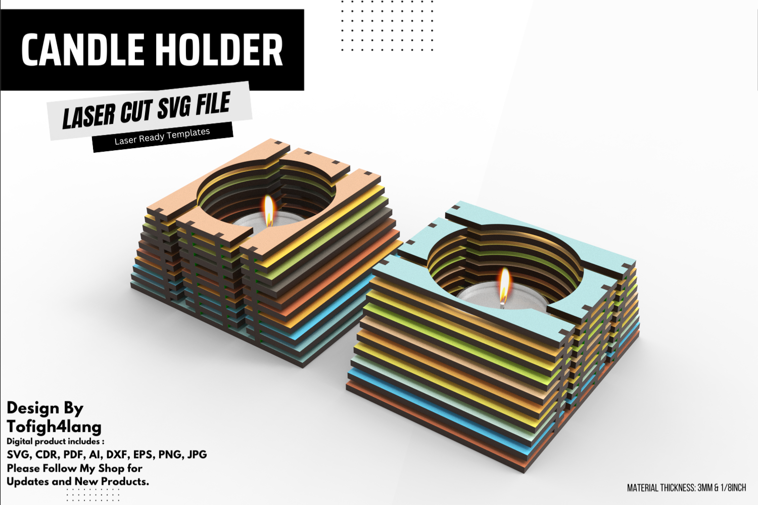 Layered Candle Stand | Laser Cut File | Modern Decorative Candle Holder