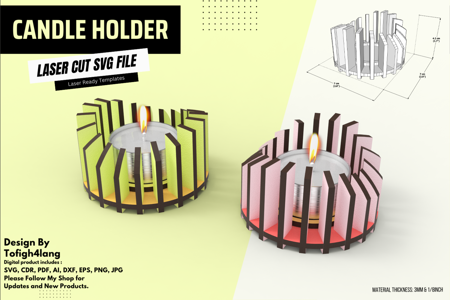 Unique Candle Holder | Laser Cut File | Modern Decorative Candle Holder
