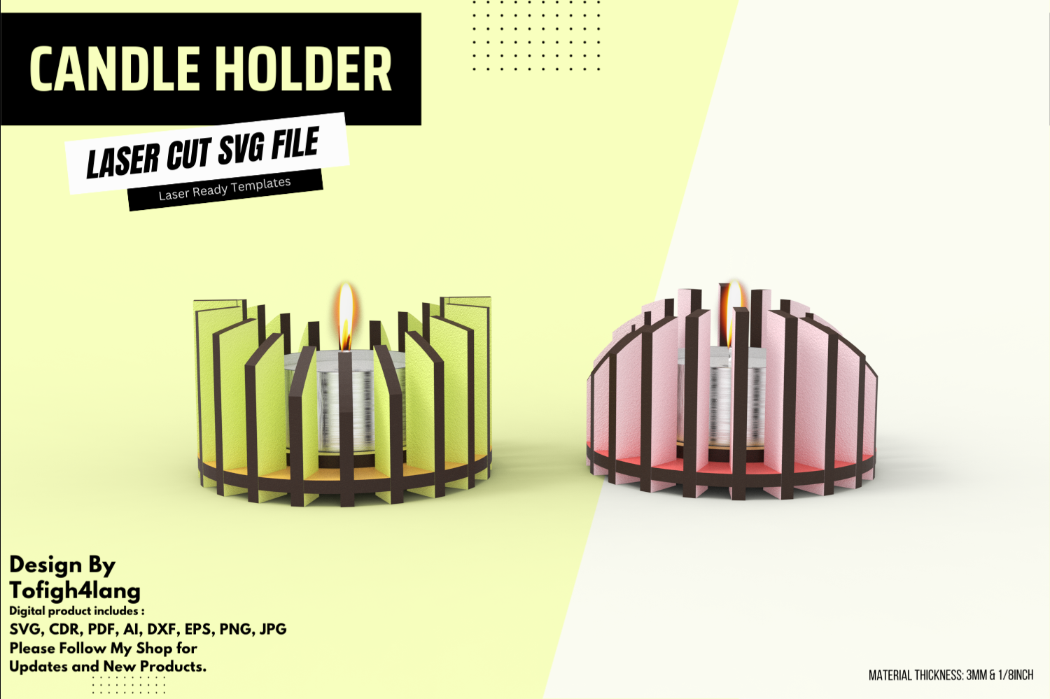 Unique Candle Holder | Laser Cut File | Modern Decorative Candle Holder