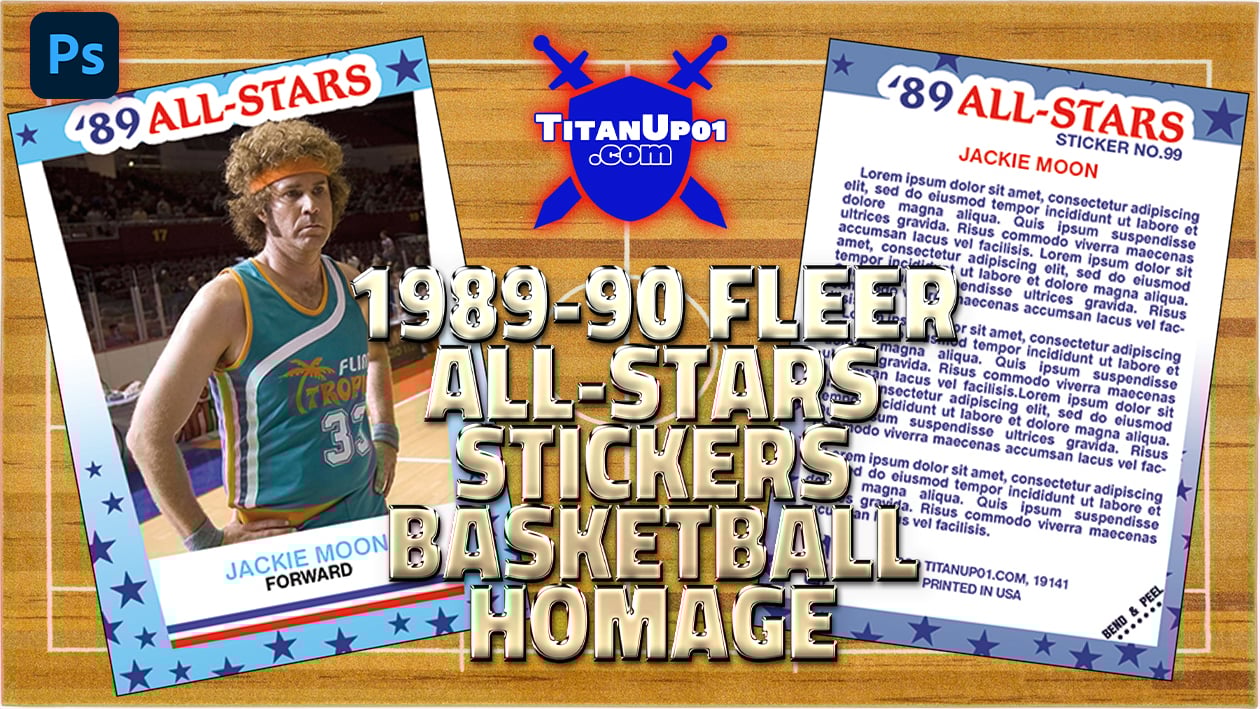 1989-90 Fleer All-Stars Stickers Basketball Homage Photoshop PSD Templates