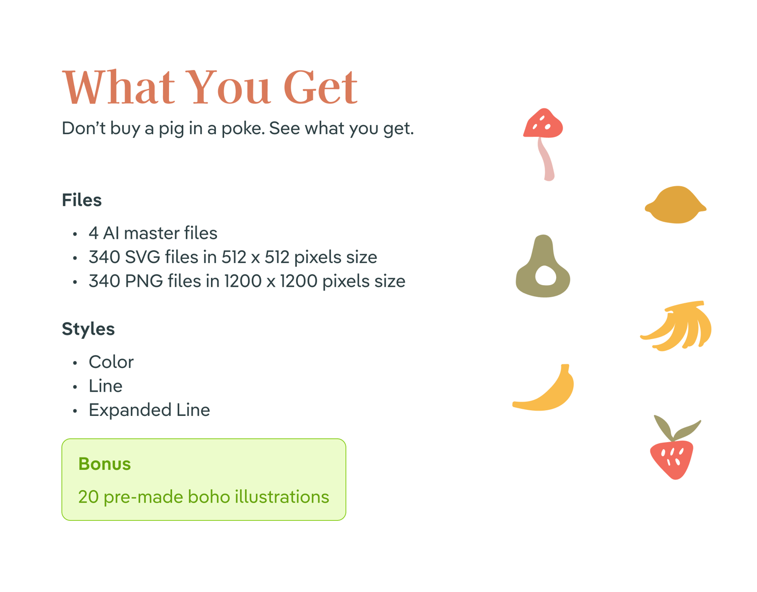 image may contain: specification information from boho illustration elements creators kit.