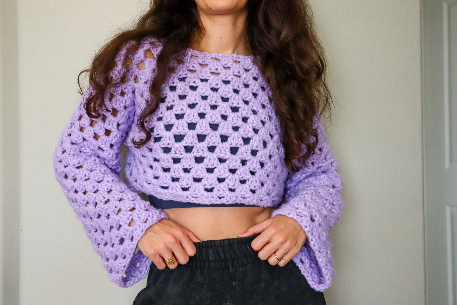 Granny Stitch Cropped Sweater - Crochet Pattern - Payhip
