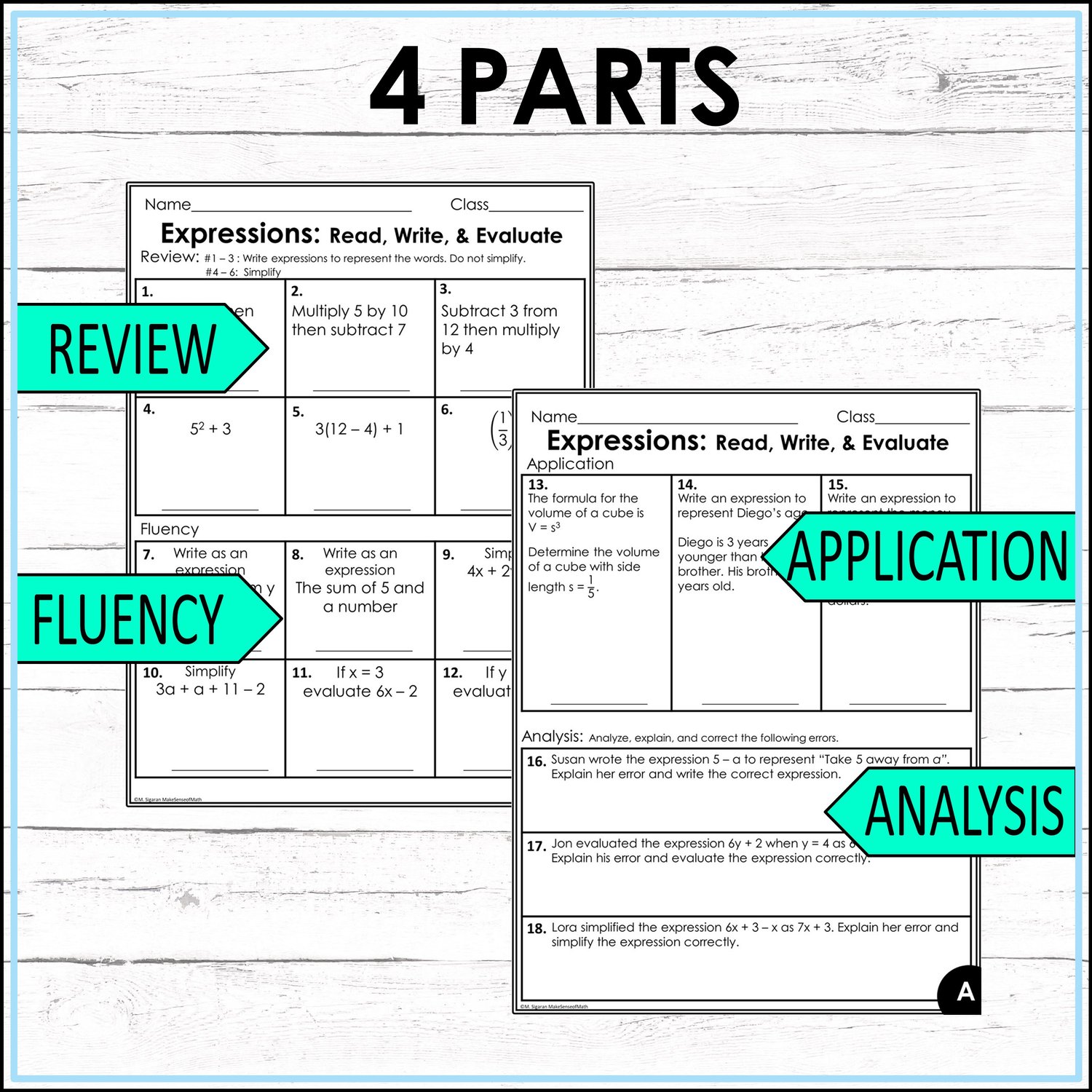 Expressions Write Read Evaluate Digital Worksheets | Google Classroom ...