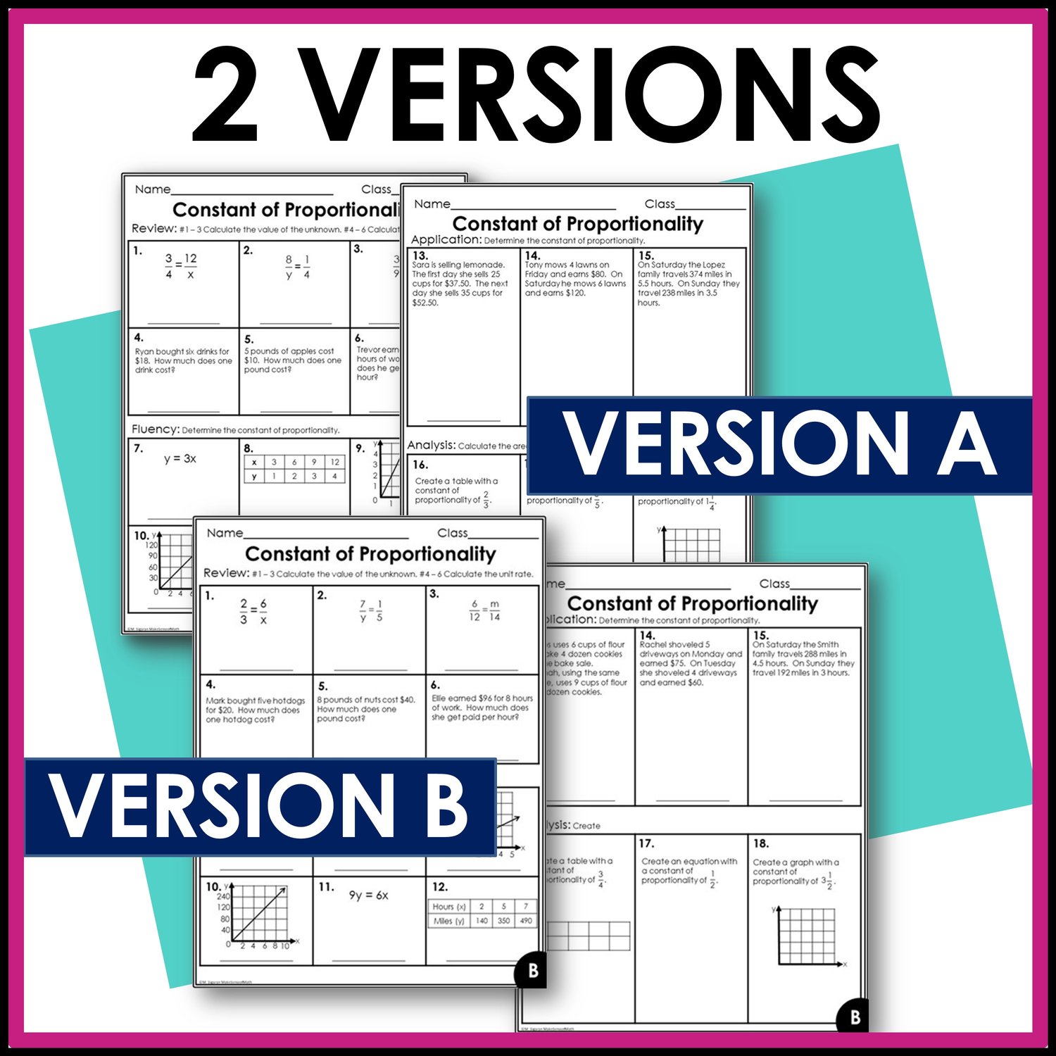 Constant of Proportionality Worksheets