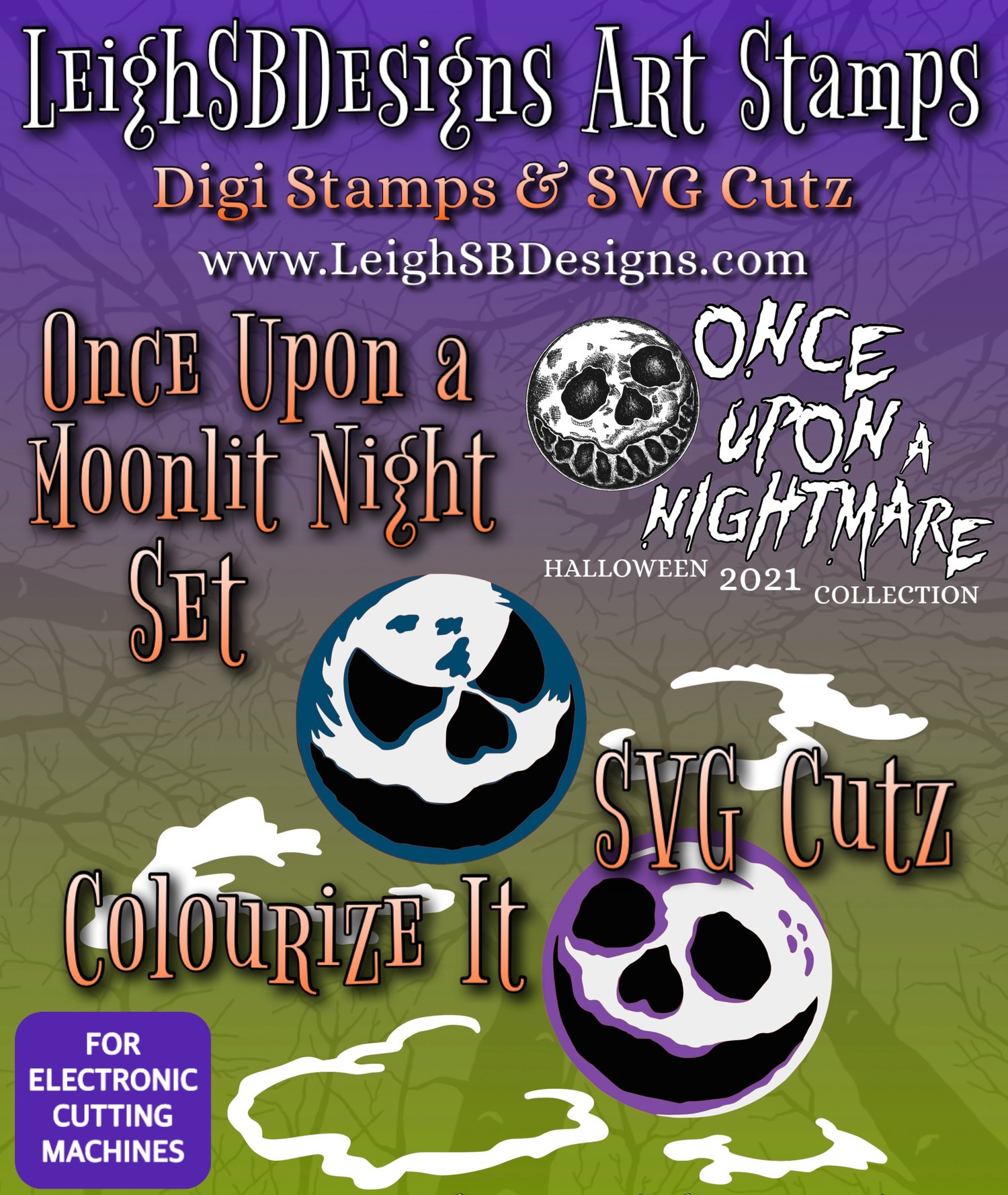 LeighSBDesigns Once Upon a Moonlit Night Colouritze It SVG Cutz set