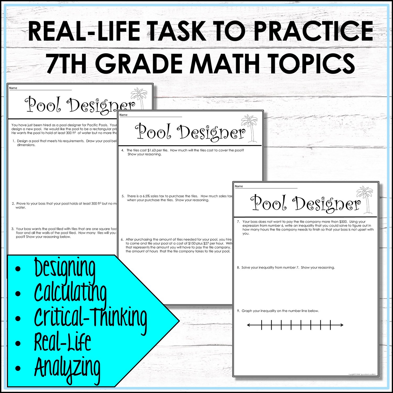 7th Grade Math Test Prep Review : Task-Based Assessment 1