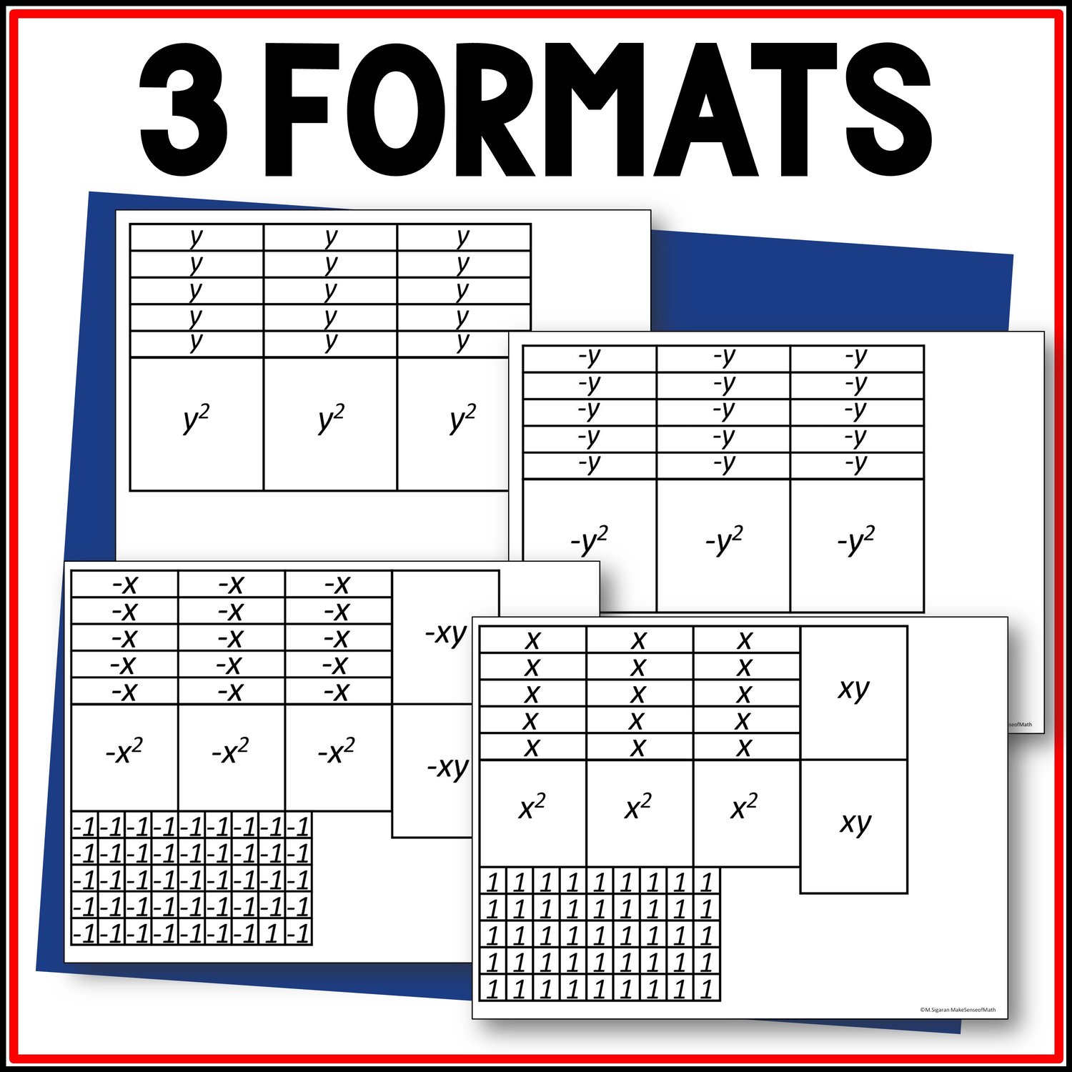 Free Printable Algebra Tiles Template Free Printable Algebra Tiles Template