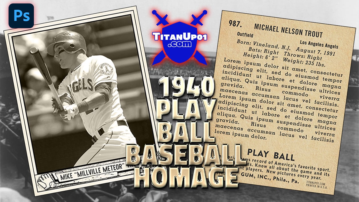 1940 Playball Baseball Homage Photoshop PSD Templates