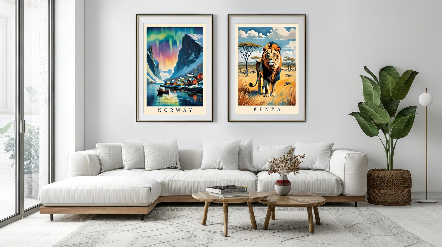 Explore the World Through Vintage Travel Posters: Norway, Kenya, and More!