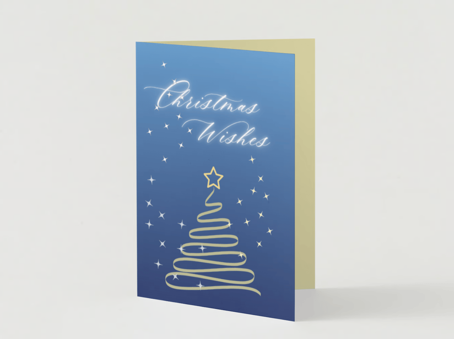 Customizable Minimalist Christmas Wishes Folded Card Portrait | Digital Canva Template. Mock card outside front view