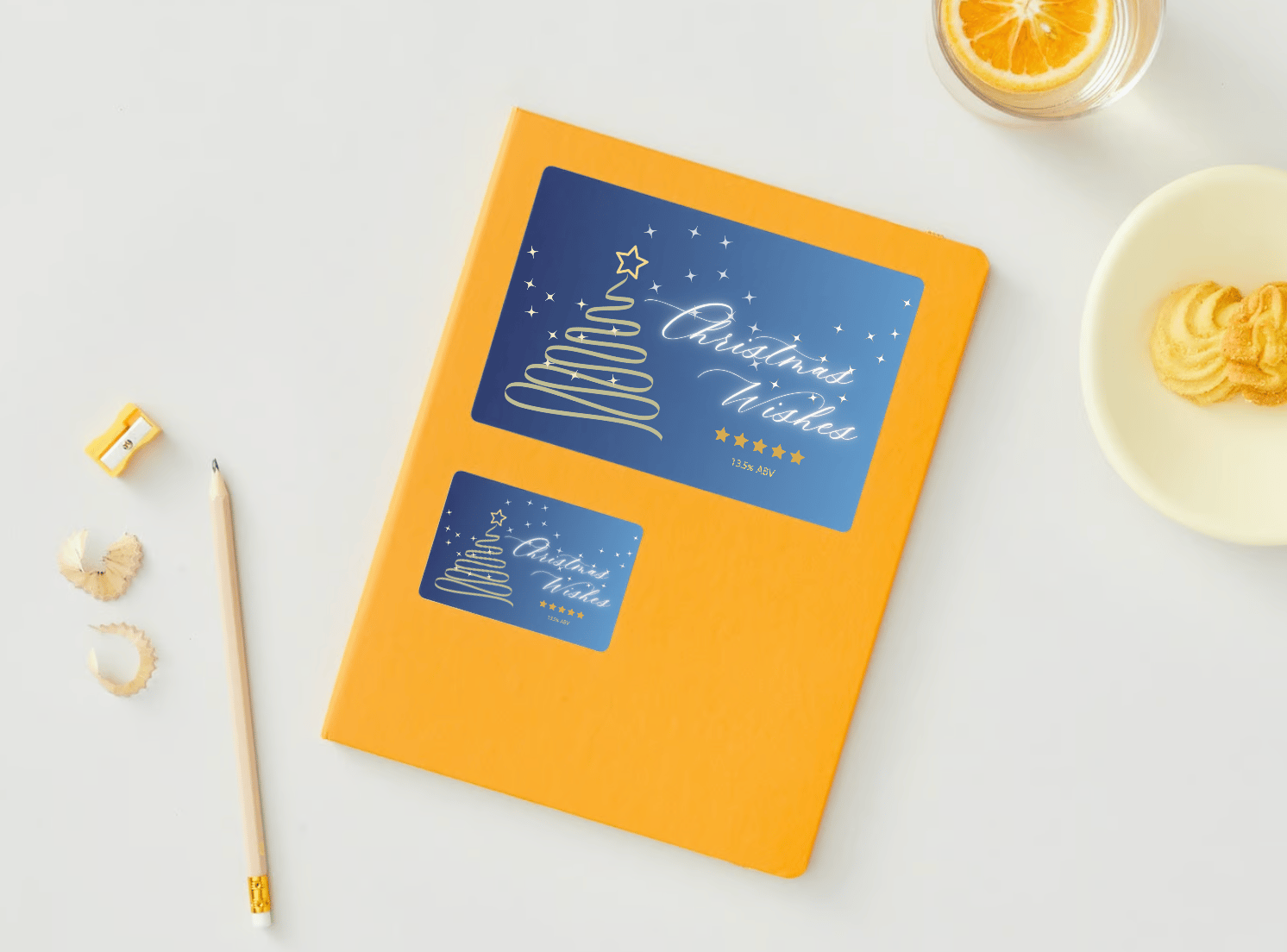 Customizable Minimalist Christmas Wishes Sticker Label 6"x4" | Digital Canva Template. Mock stickers in variouses on envelope